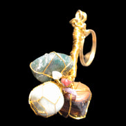 Amazonite, Jasper and Tigers Eye wire-wrapped keychain 140mm 50g Rocks and Things Store