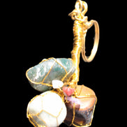 Amazonite, Jasper and Tigers Eye wire-wrapped keychain 140mm 50g Rocks and Things Store