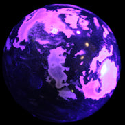 Moss Agate sphere 99mm 1322g in UV light - Rocks and Things Store