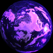 Moss Agate sphere 99mm 1322g in UV light - Rocks and Things Store