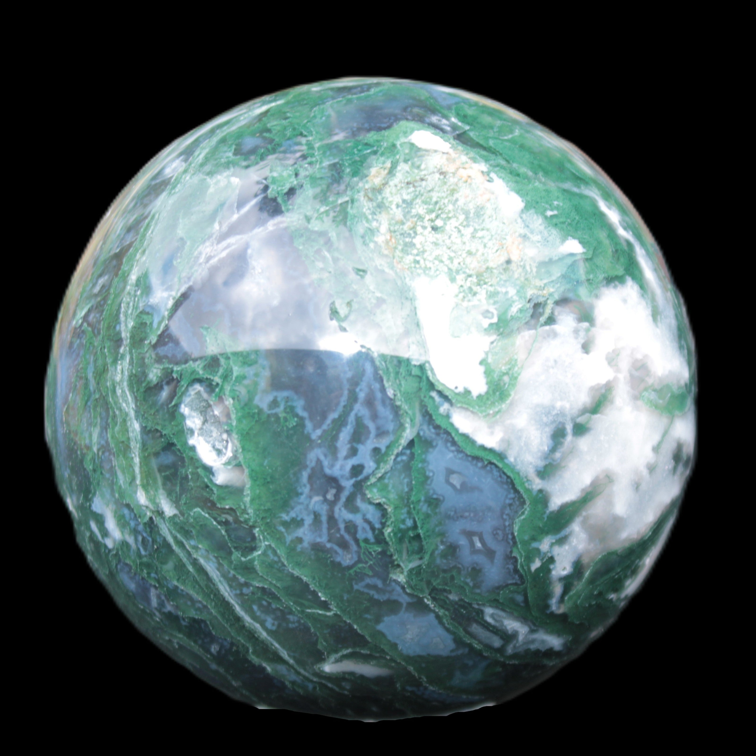 Moss Agate sphere 99mm 1322g Rocks and Things Store