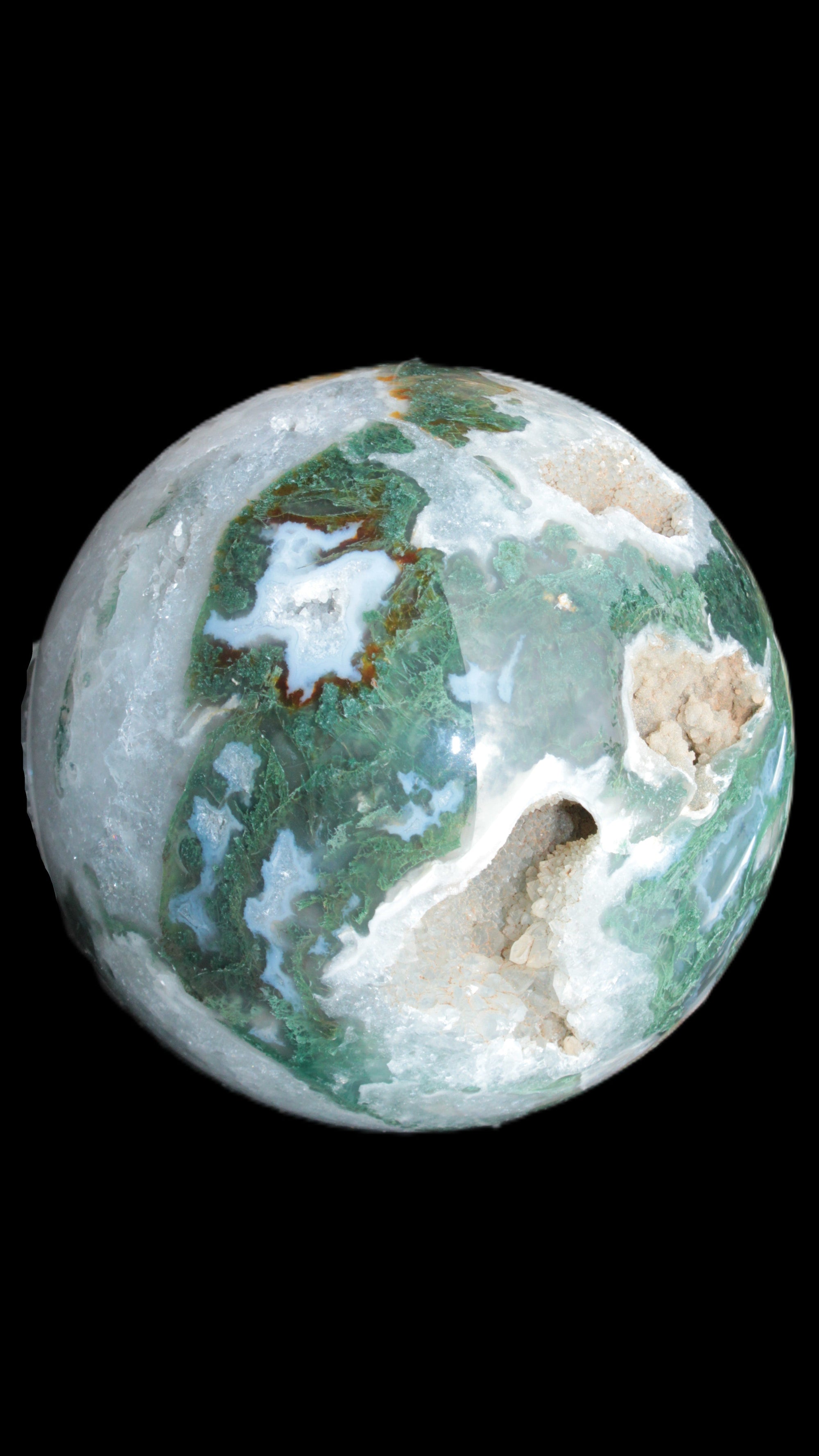 Moss Agate sphere from Madagascar 108mm 1673g Rocks and Things Store