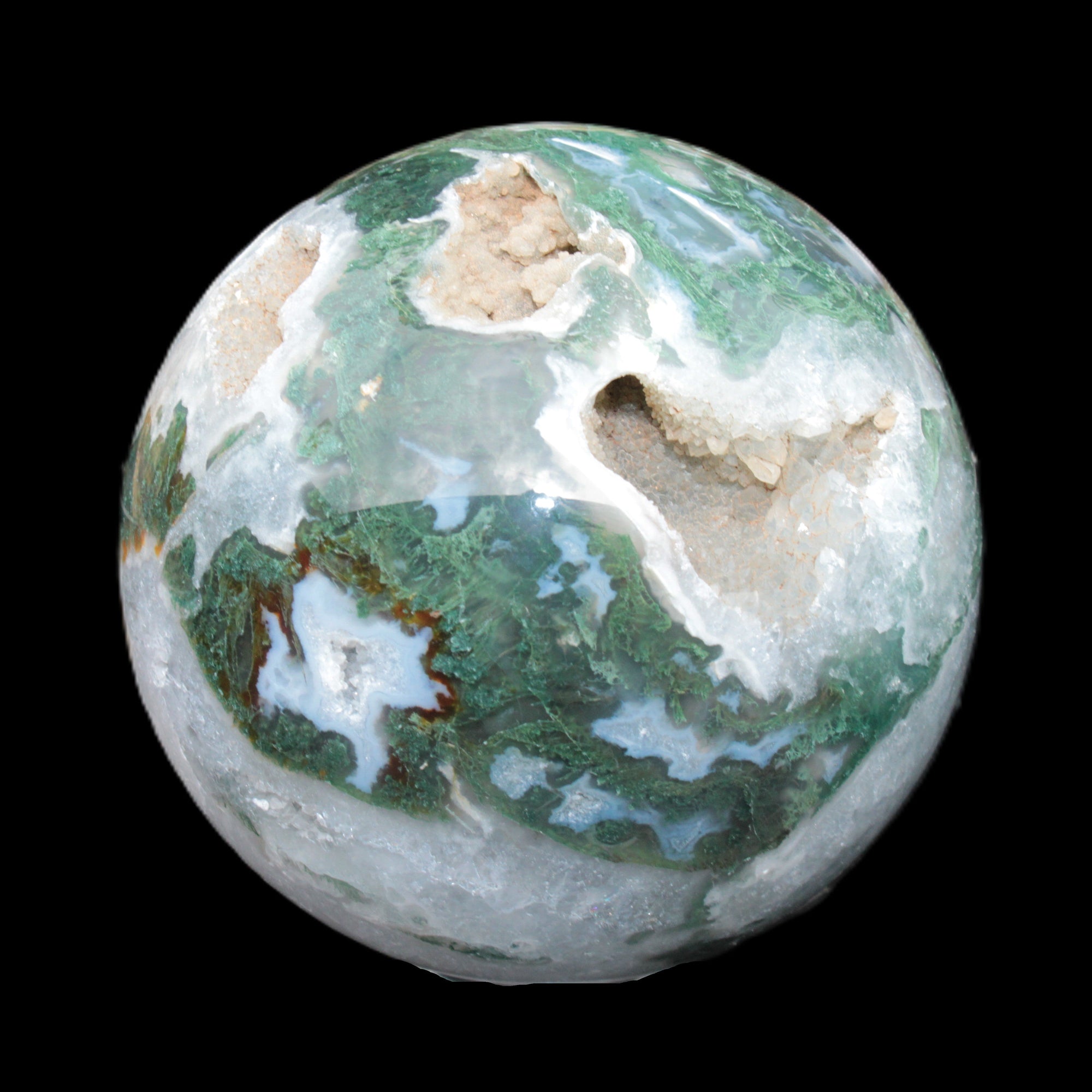 Moss Agate sphere from Madagascar 108mm 1673g Rocks and Things Store