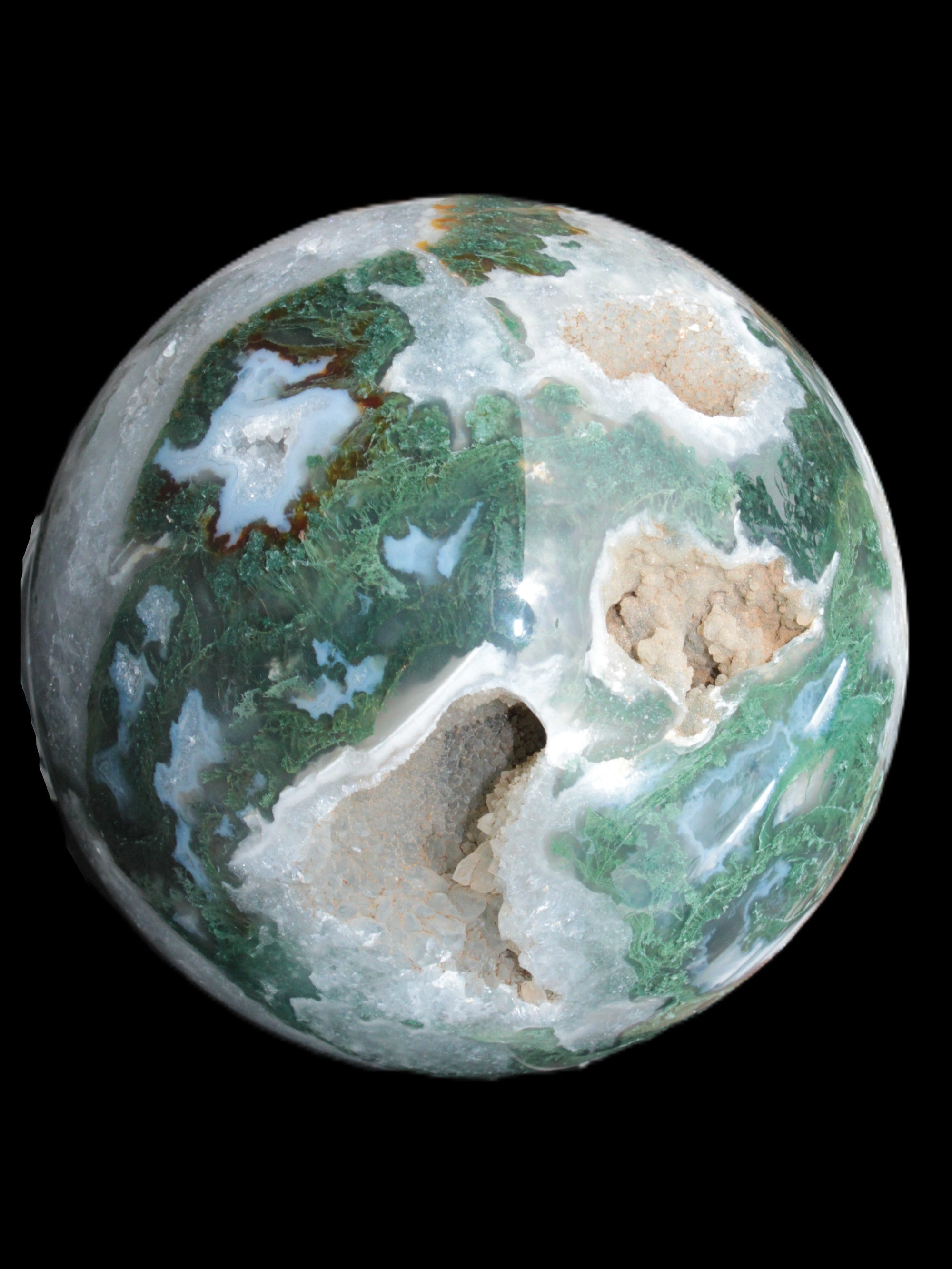 Moss Agate sphere from Madagascar 108mm 1673g Rocks and Things Store