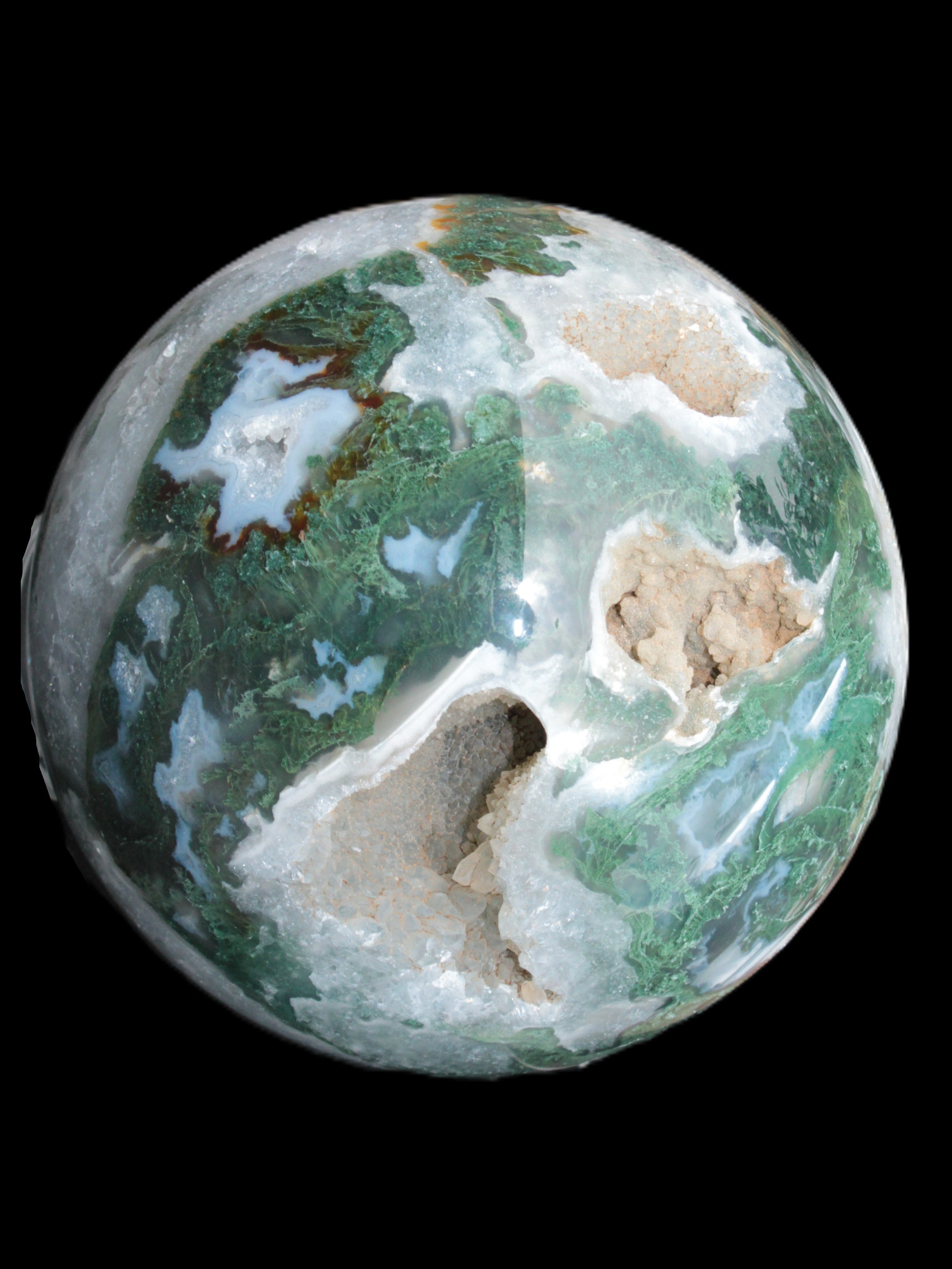 Moss Agate sphere from Madagascar 108mm 1673g Rocks and Things Store