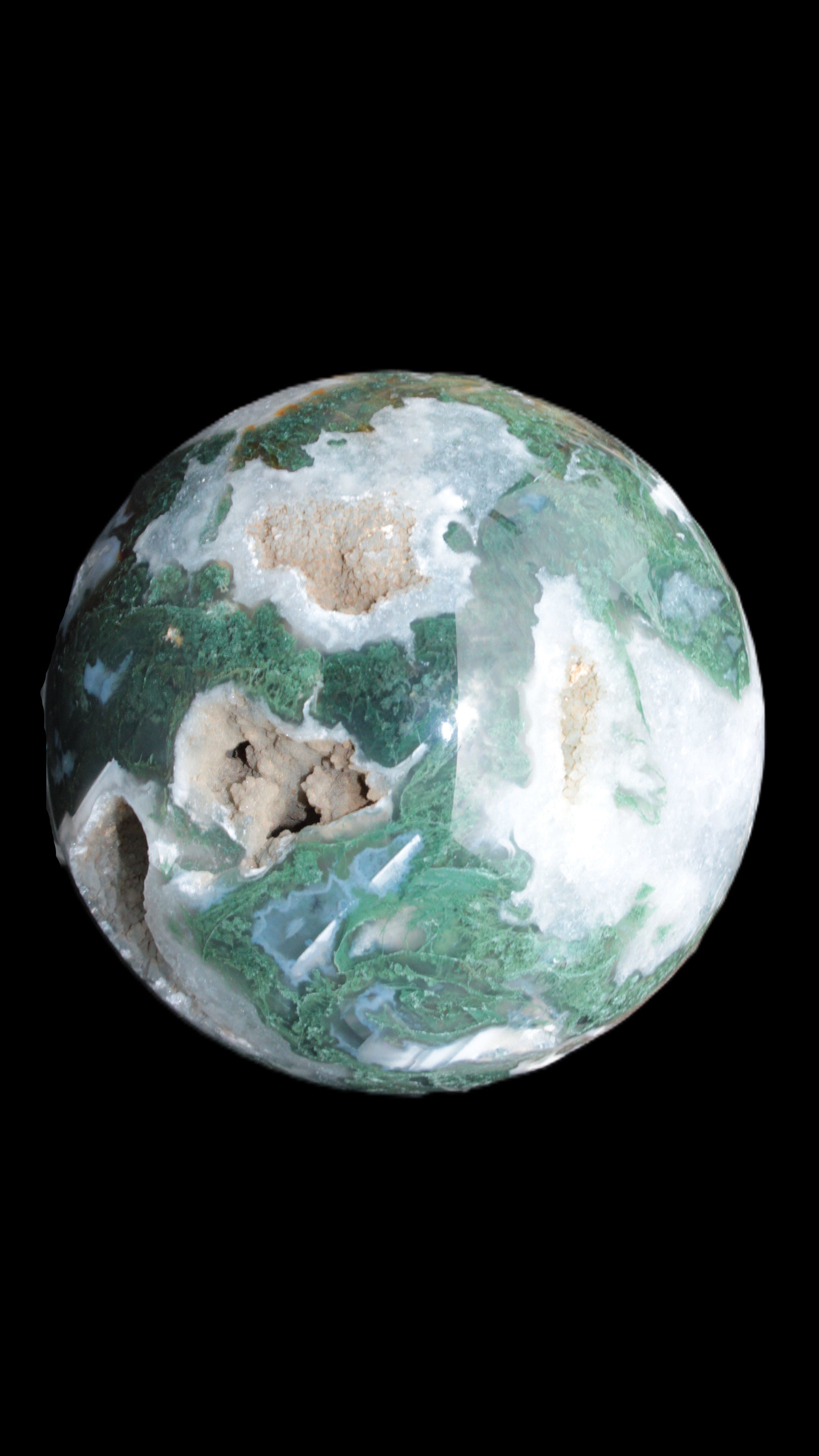 Moss Agate sphere from Madagascar 108mm 1673g Rocks and Things Store