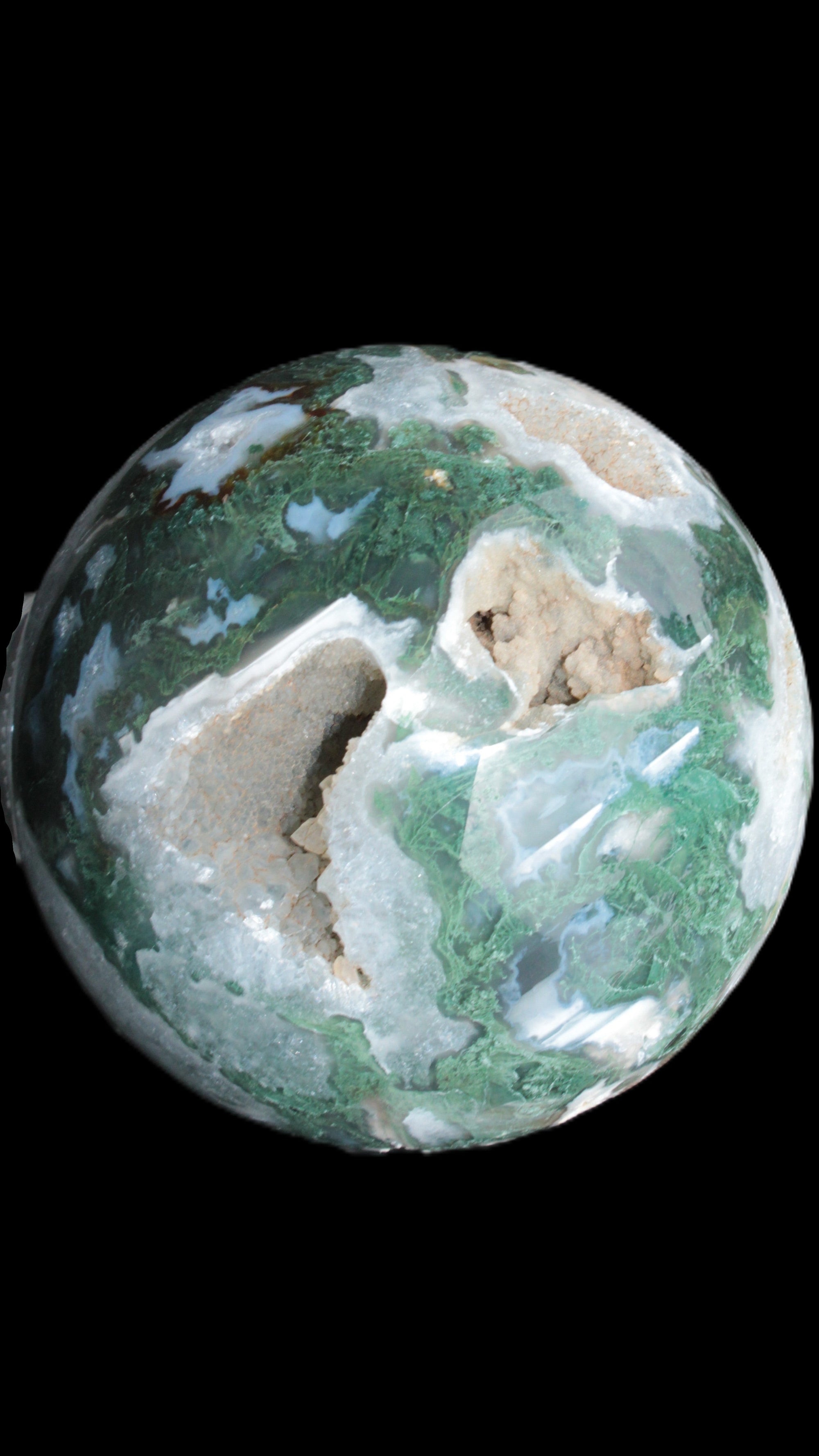 Moss Agate sphere from Madagascar 108mm 1673g Rocks and Things Store