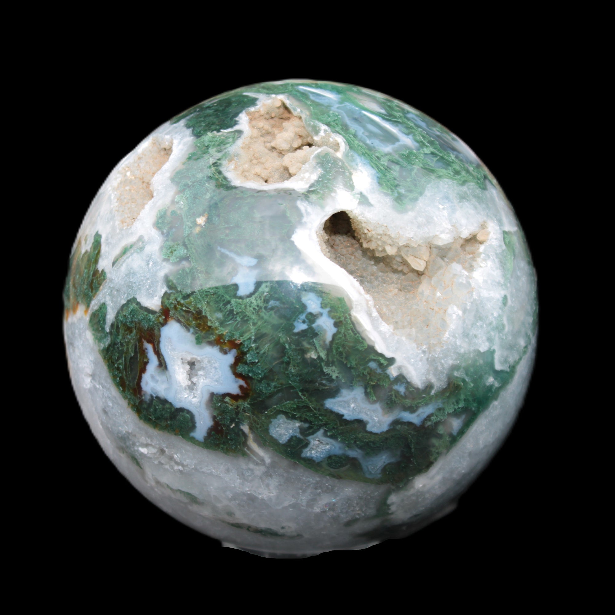 Moss Agate sphere from Madagascar 108mm 1673g Rocks and Things Store