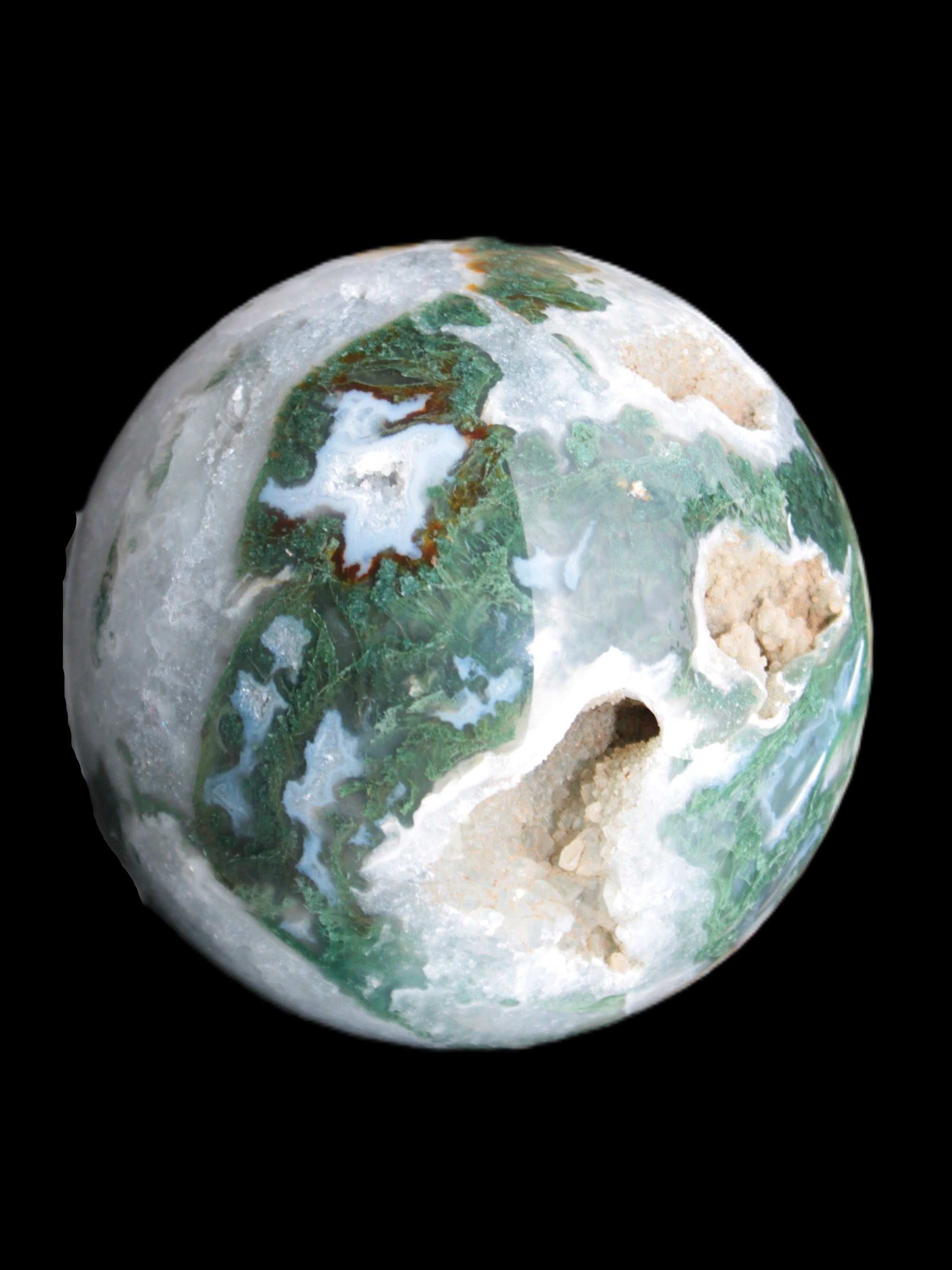 Moss Agate sphere from Madagascar 108mm 1673g Rocks and Things Store