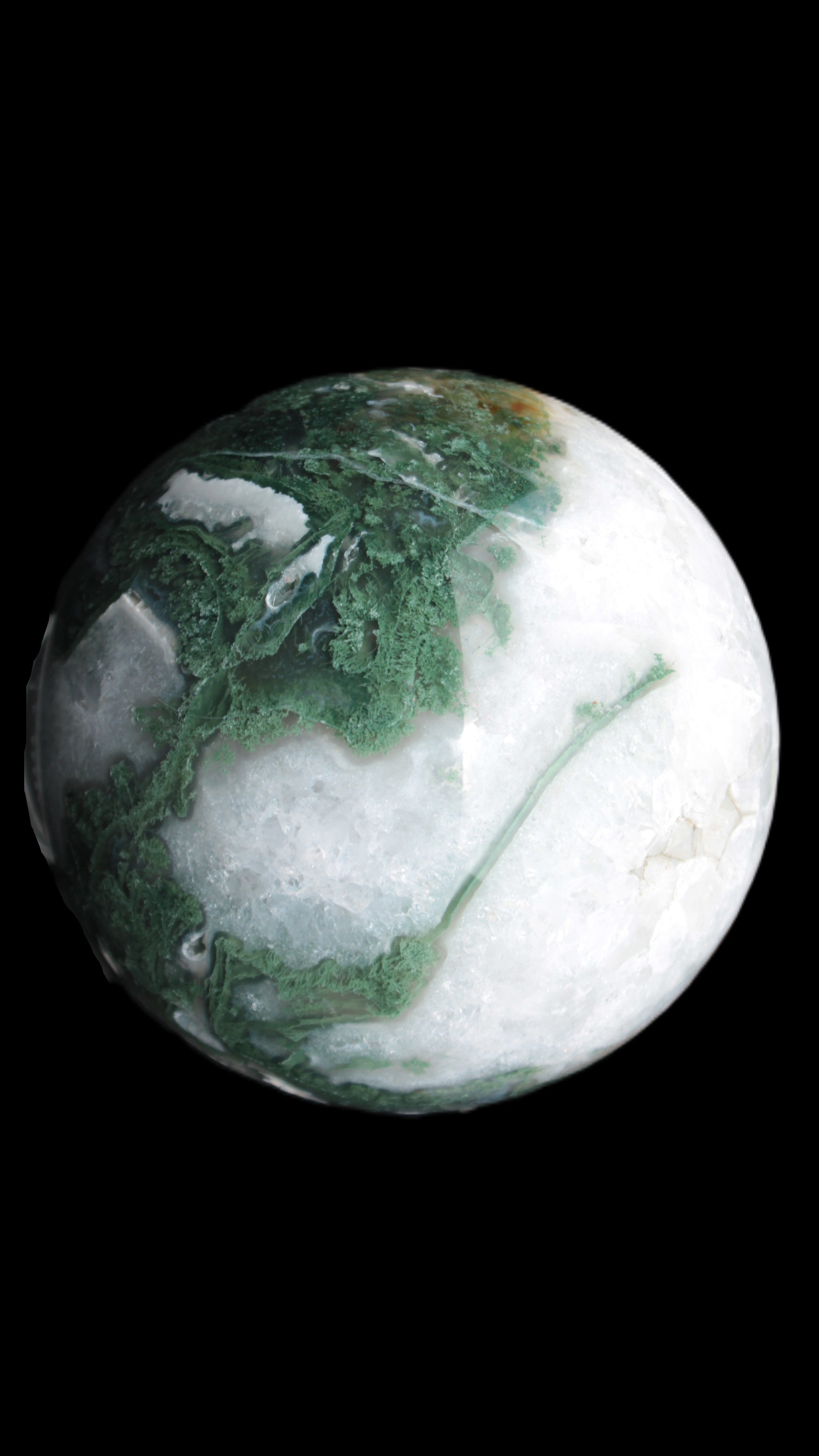 Moss Agate sphere from Madagascar 108mm 1673g in sunlight -  Rocks and Things Store
