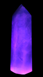 Fluorite obelisk 50*50*190mm 1173g in UV light - Rocks and Things Store