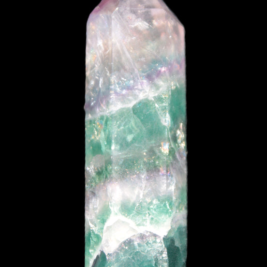 Rainbow Fluorite obelisk 25*88mm 115g in sunlight - Rocks and Things Store