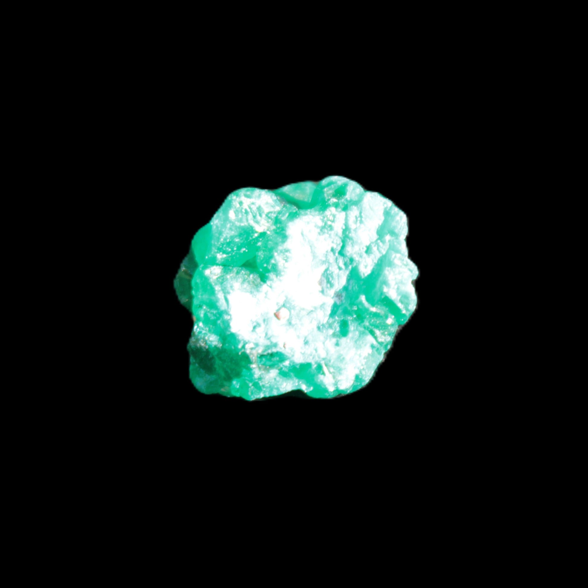 Green Dioptase specimen from the Congo 13*12*12mm 12.5ct 2.4g in bright sunshine - Rocks and Things Store