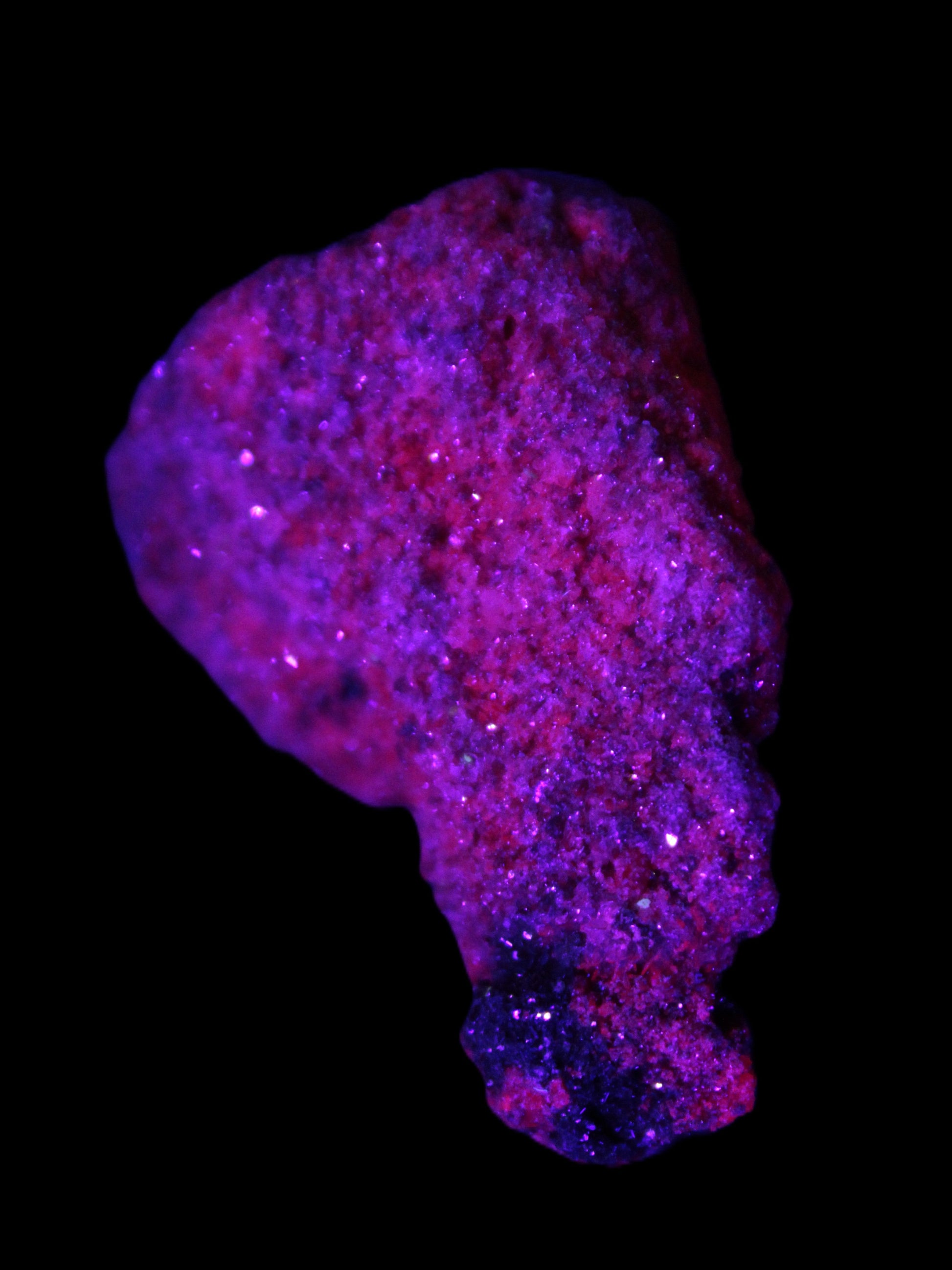 Ruby UV reactive cluster 50*39*11mm 52g Rocks and Things Store