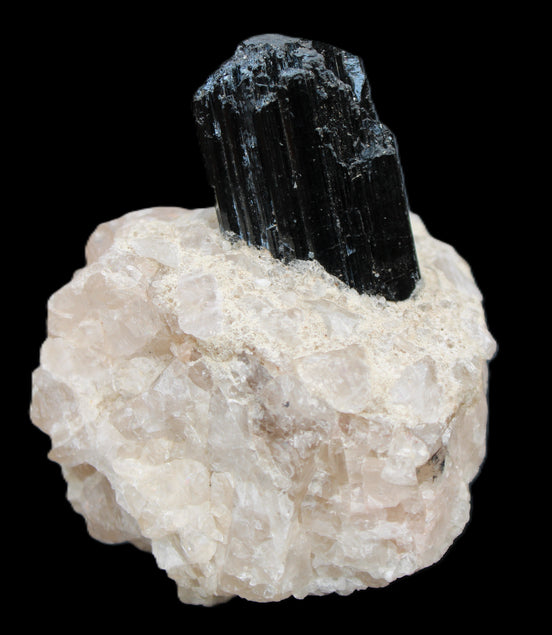 Natural Black Tourmaline crystal in Quartzite 74*68*84mm 442g Rocks and Things Store