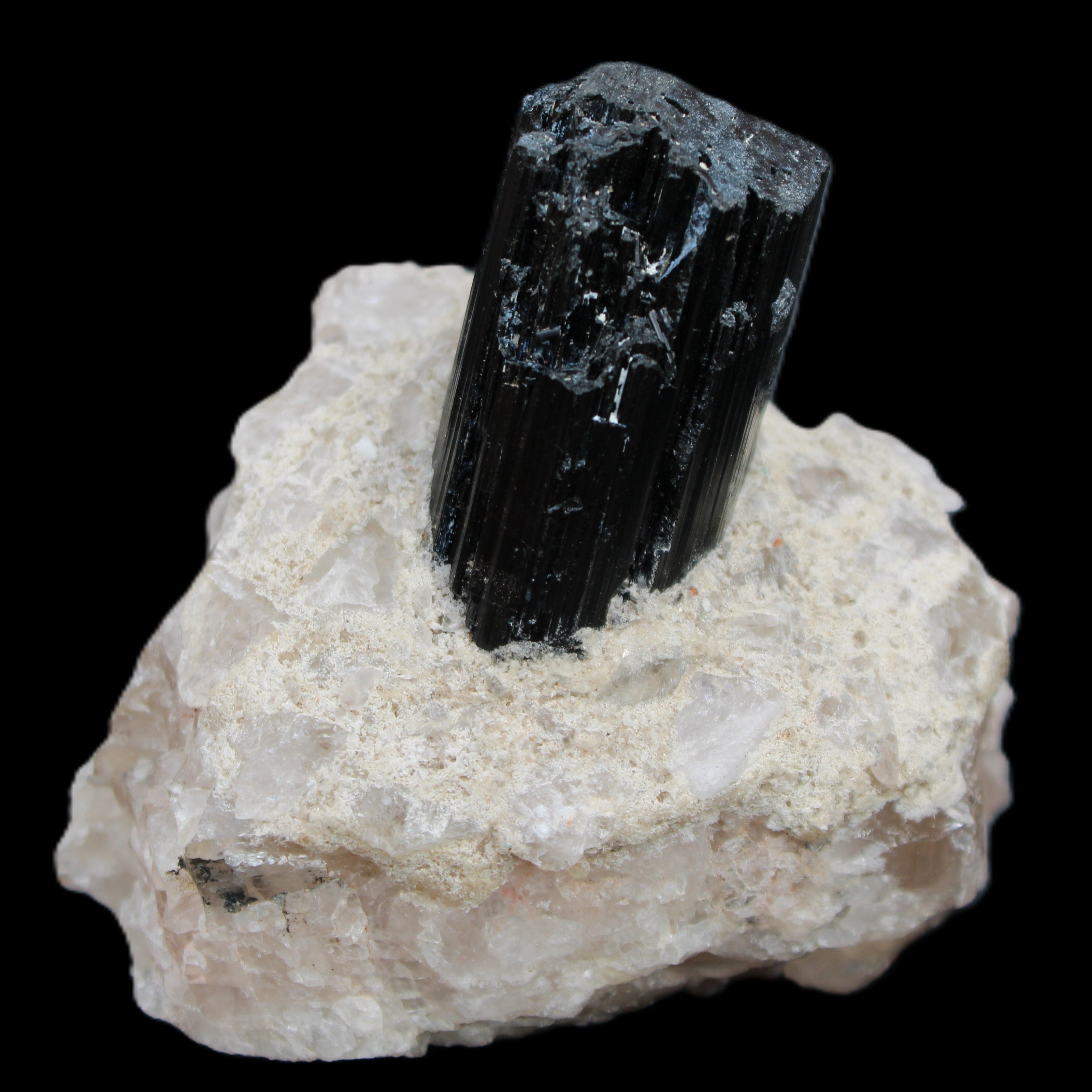 Natural Black Tourmaline crystal in Quartzite 74*68*84mm 442g Rocks and Things Store