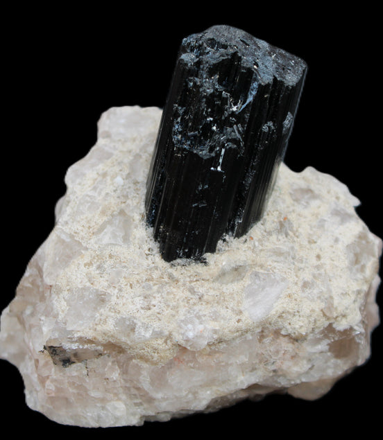 Natural Black Tourmaline crystal in Quartzite 74*68*84mm 442g Rocks and Things Store