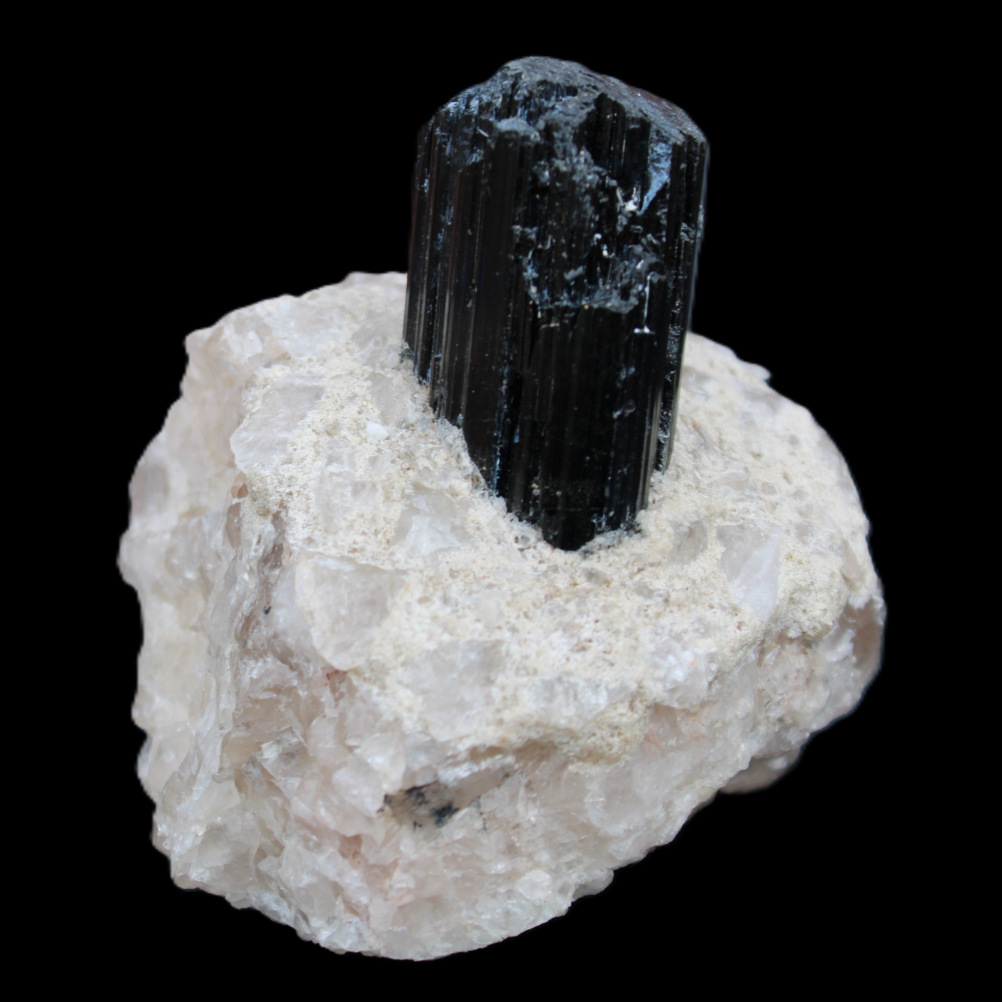 Natural Black Tourmaline crystal in Quartzite 74*68*84mm 442g Rocks and Things Store