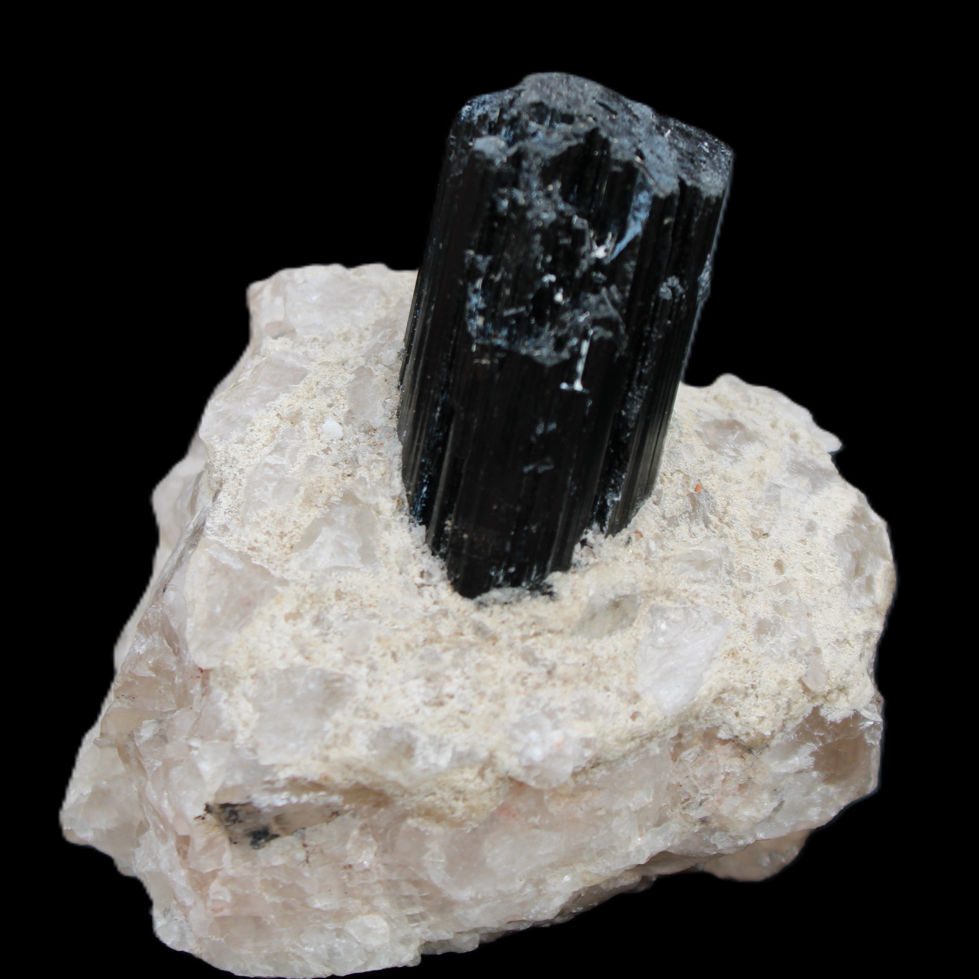 Natural Black Tourmaline crystal in Quartzite 74*68*84mm 442g Rocks and Things Store