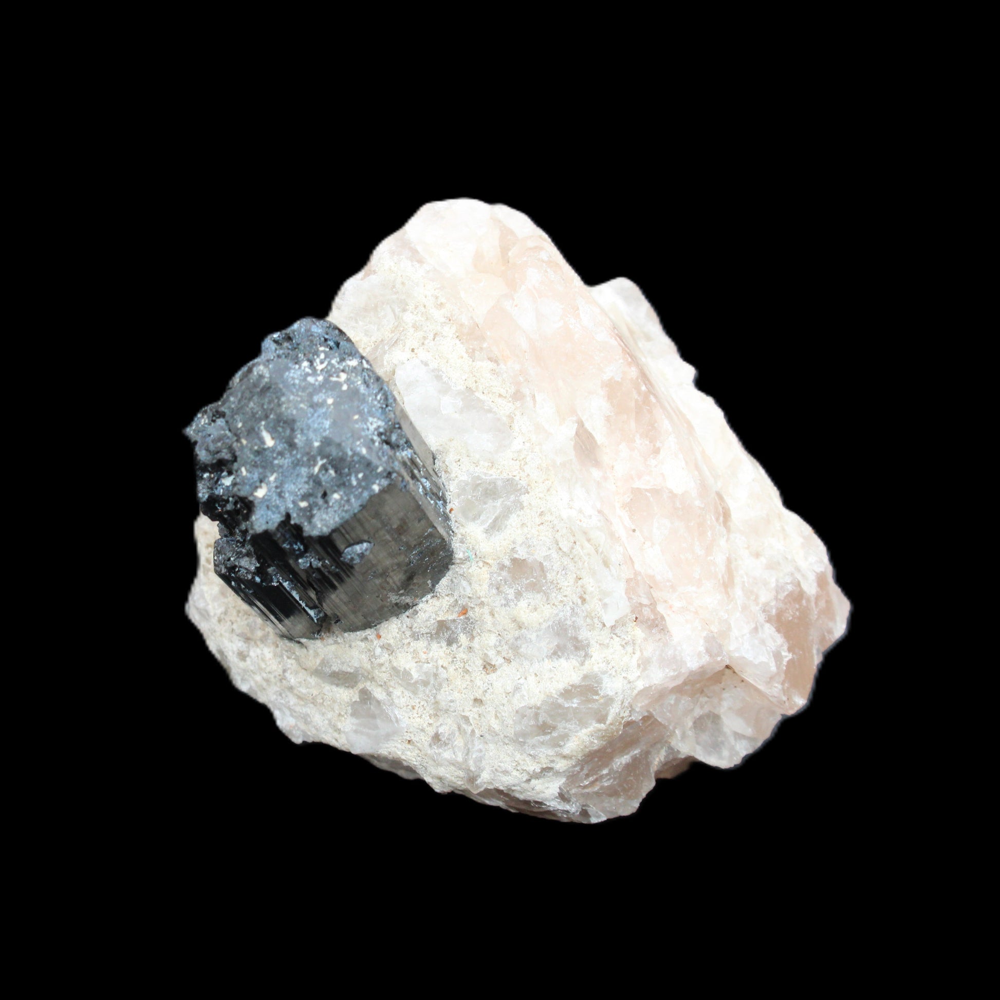Natural Black Tourmaline crystal in Quartzite 74*68*84mm 442g Rocks and Things Store