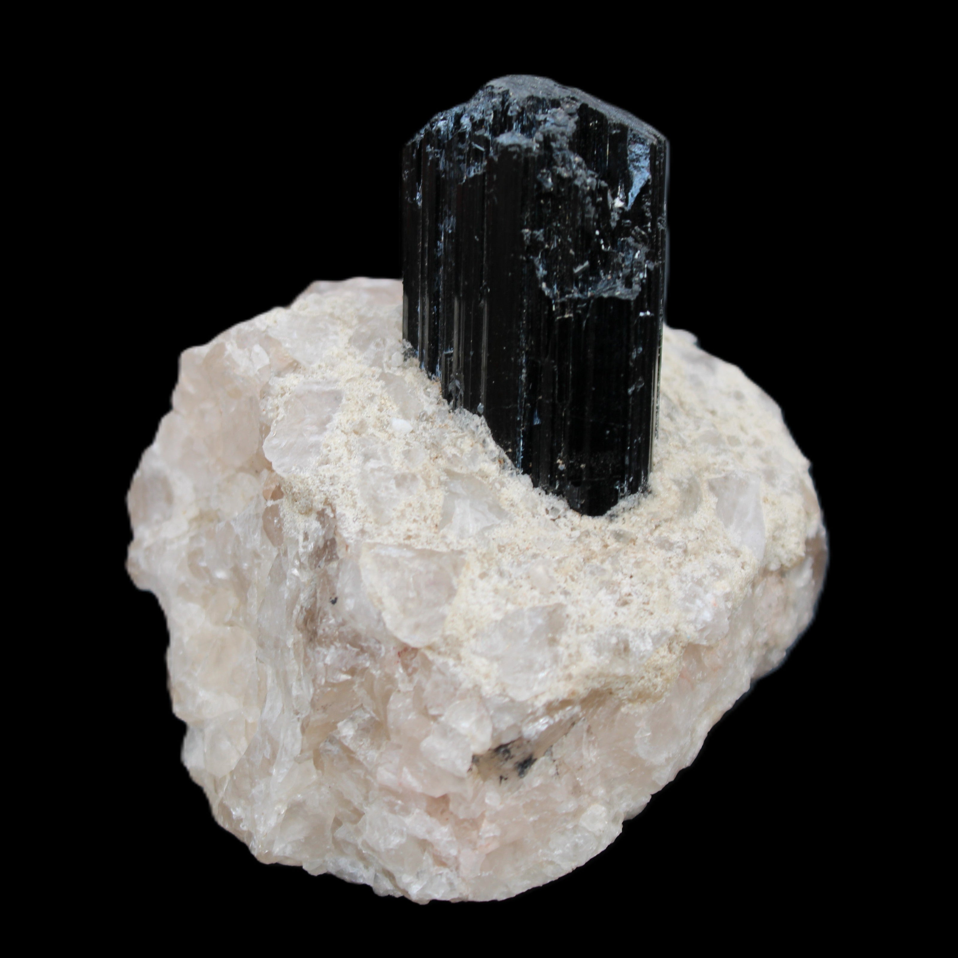 Natural Black Tourmaline crystal in Quartzite 74*68*84mm 442g Rocks and Things Store
