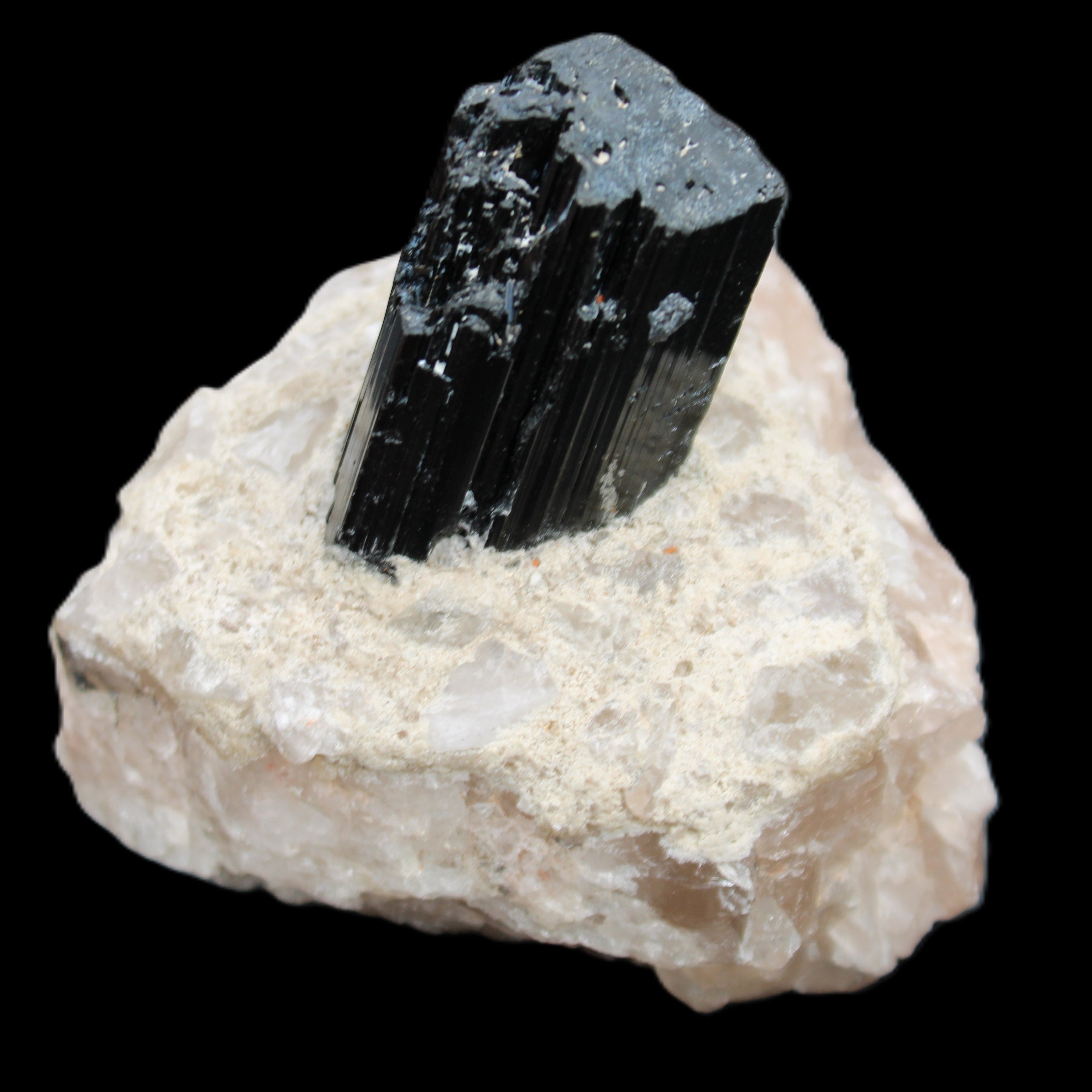 Natural Black Tourmaline crystal in Quartzite 74*68*84mm 442g Rocks and Things Store