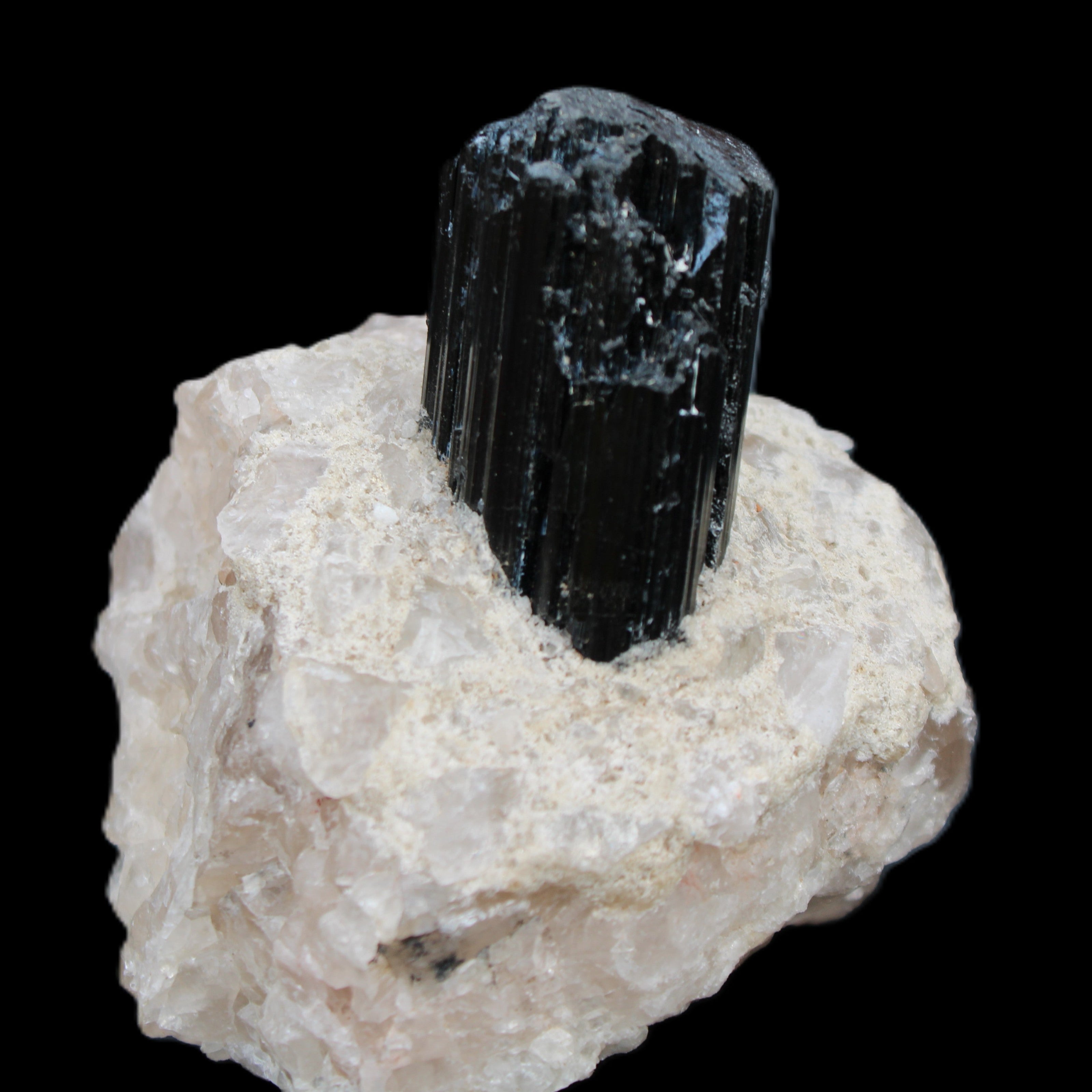 Natural Black Tourmaline crystal in Quartzite 74*68*84mm 442g Rocks and Things Store