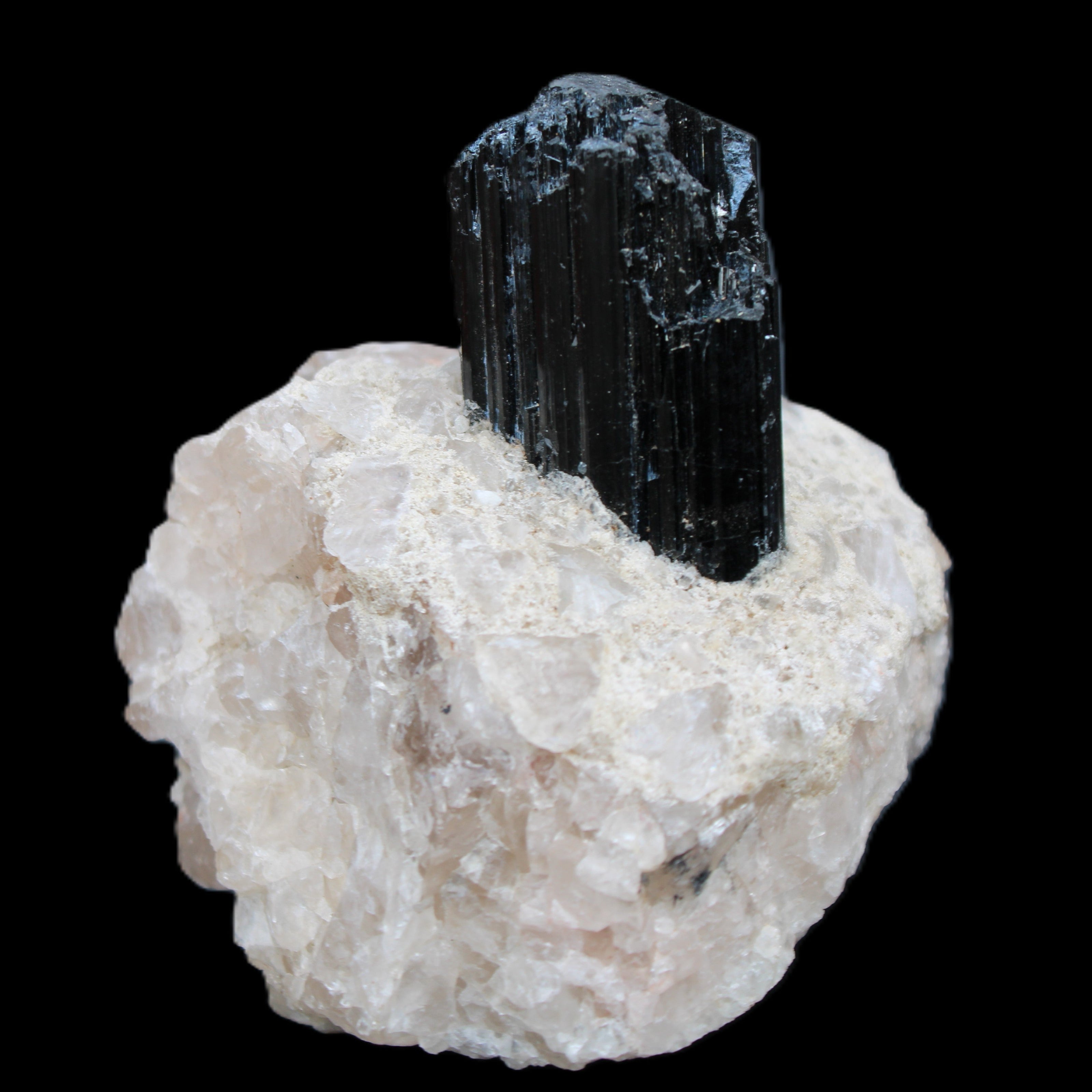 Natural Black Tourmaline crystal in Quartzite 74*68*84mm 442g Rocks and Things Store