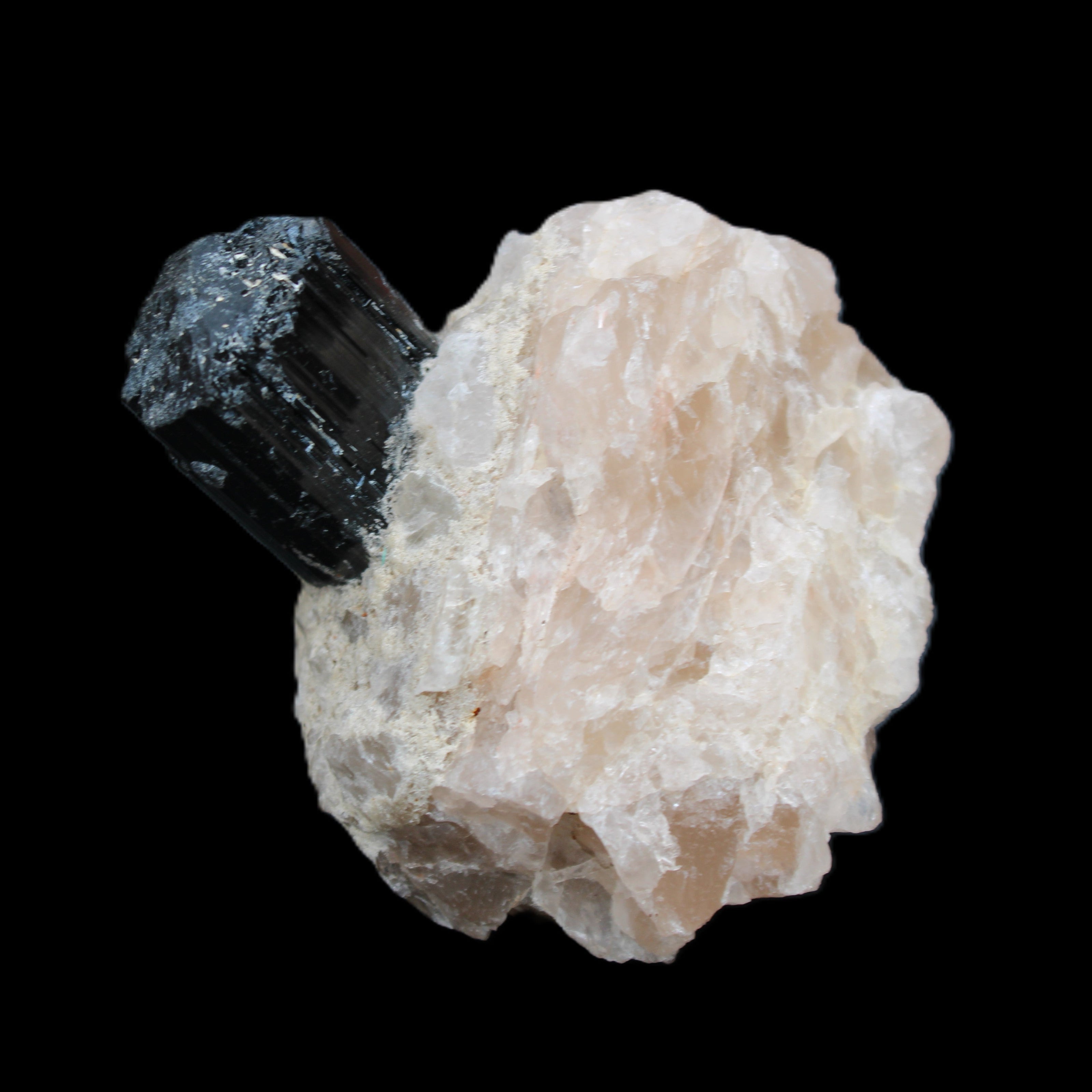 Natural Black Tourmaline crystal in Quartzite 74*68*84mm 442g Rocks and Things Store