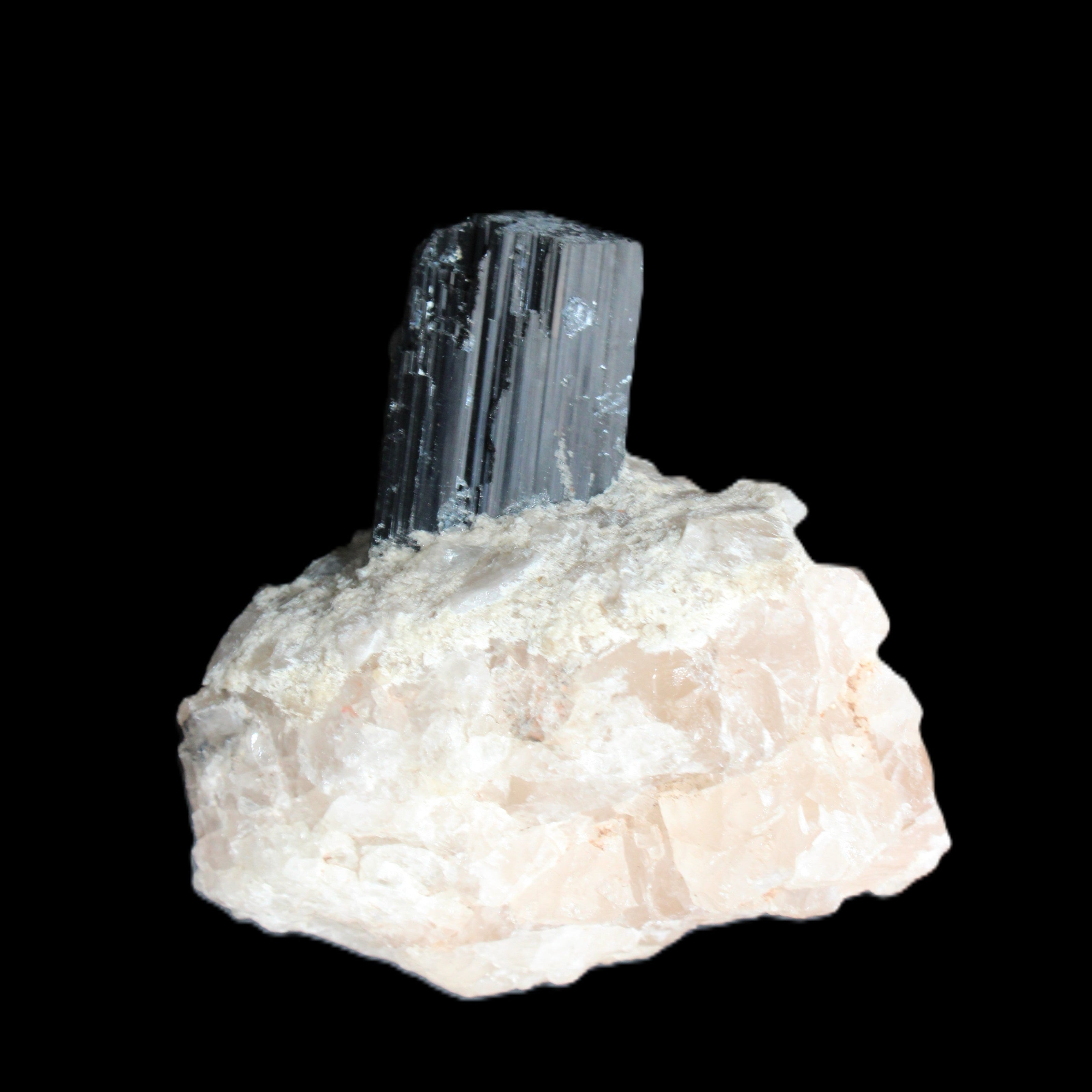 Natural Black Tourmaline crystal in Quartzite 74*68*84mm 442g Rocks and Things Store