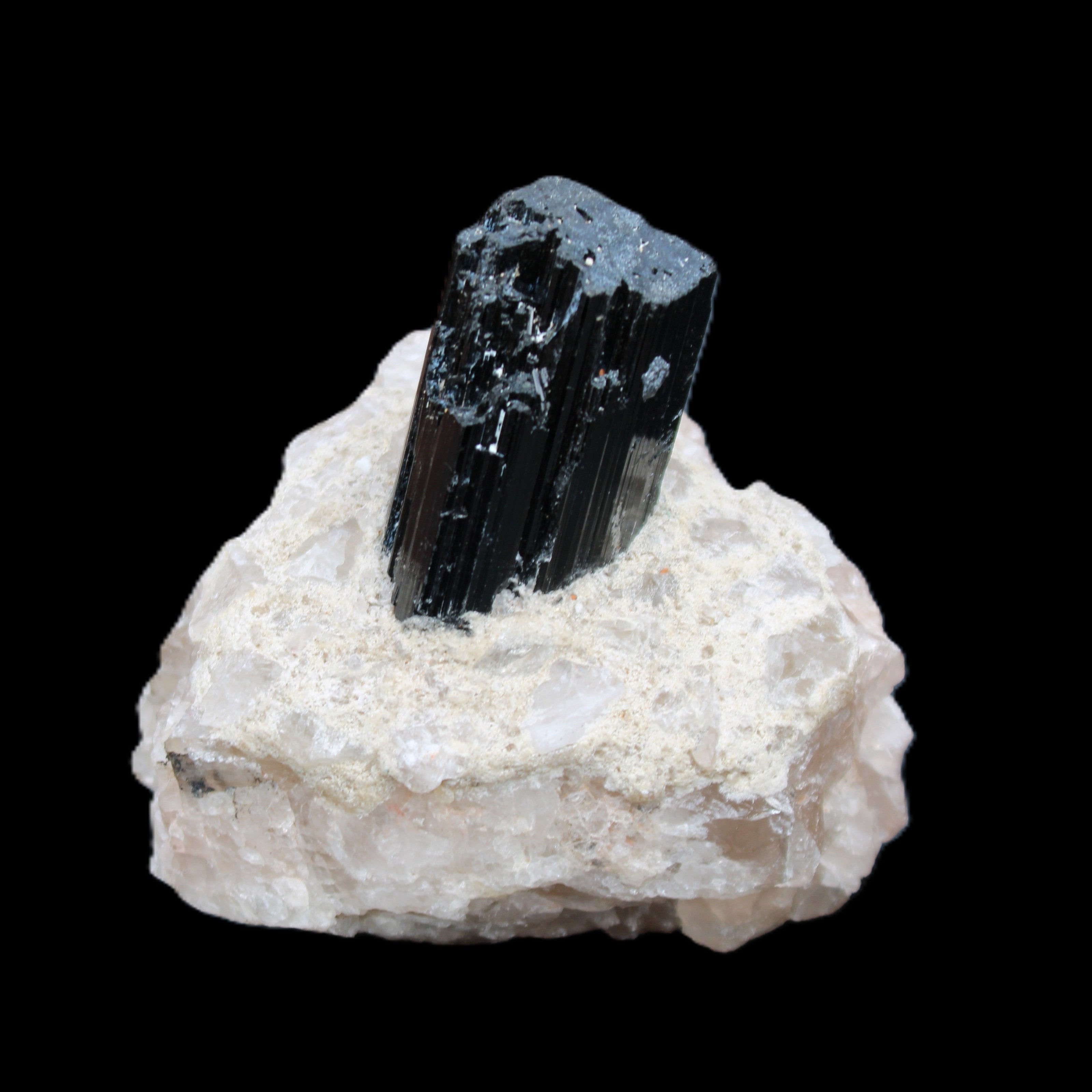 Natural Black Tourmaline crystal in Quartzite 74*68*84mm 442g Rocks and Things Store
