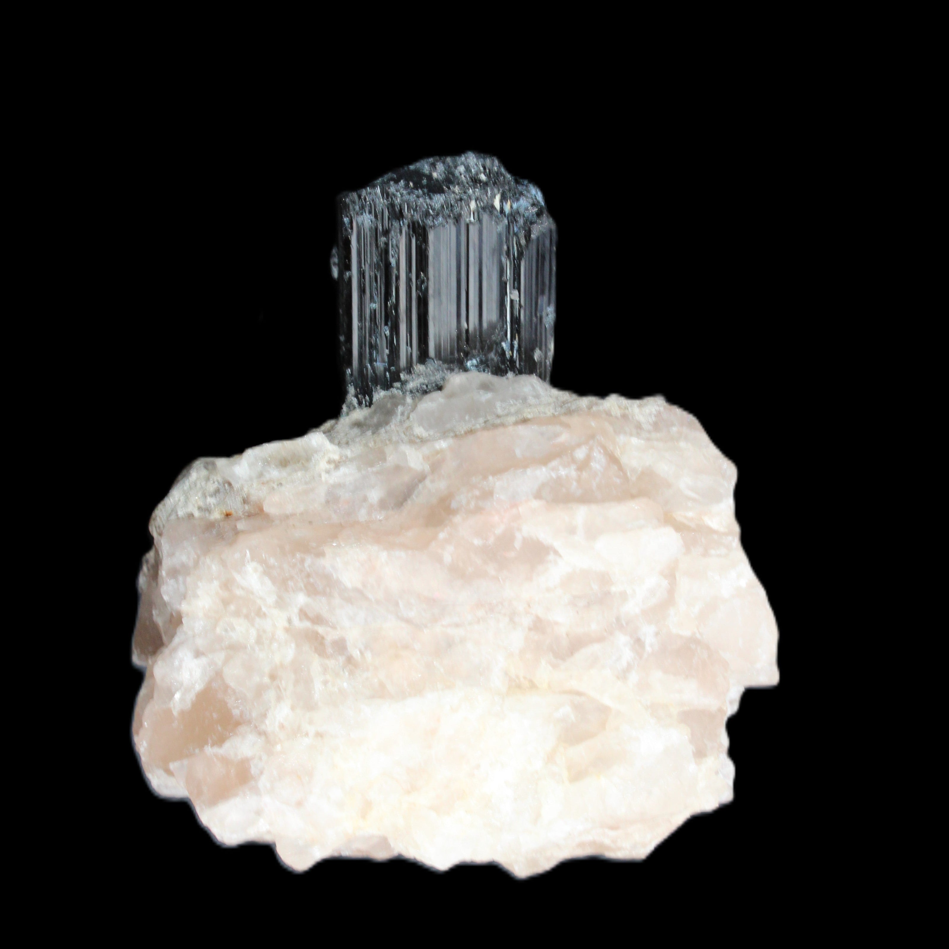 Natural Black Tourmaline crystal in Quartzite 74*68*84mm 442g Rocks and Things Store