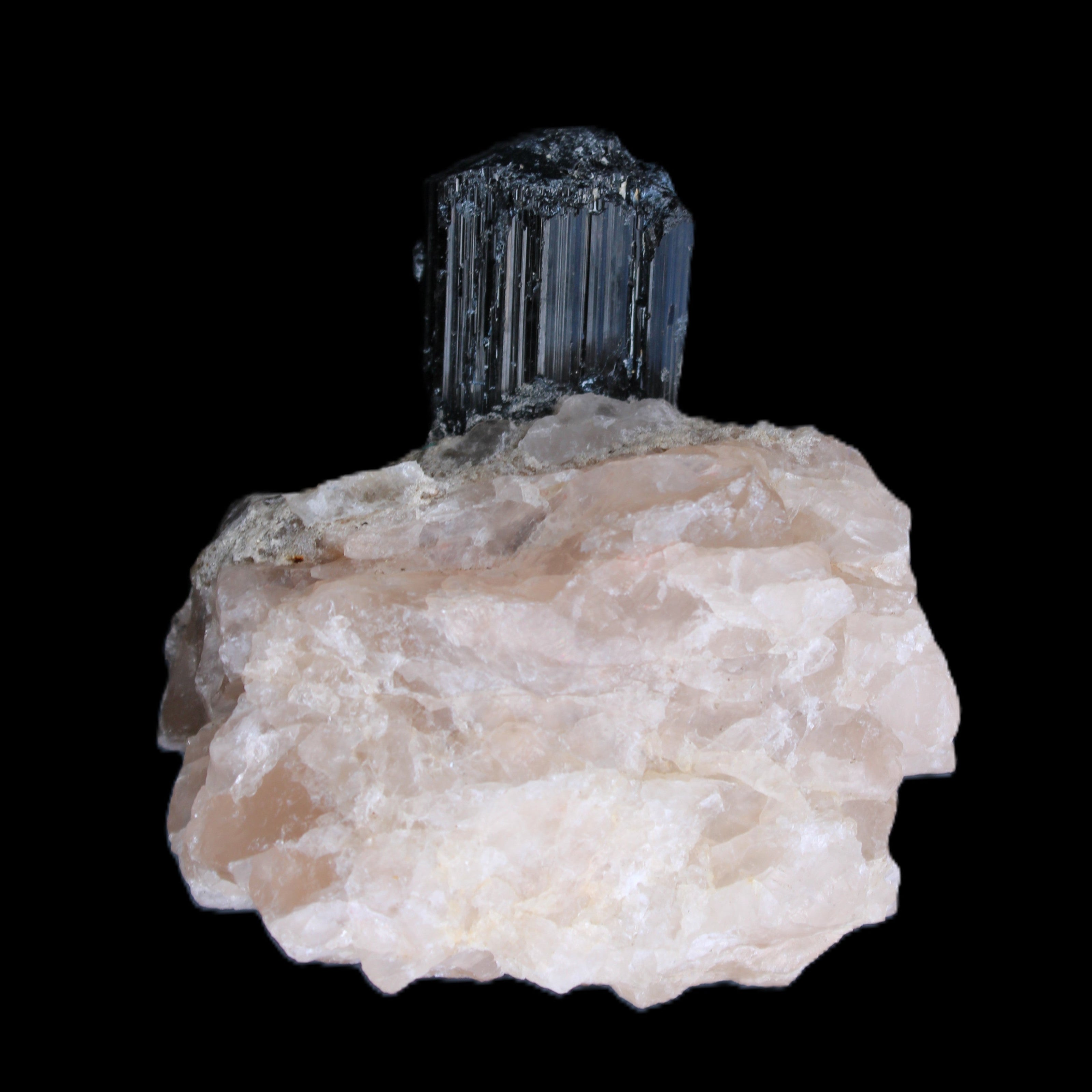 Natural Black Tourmaline crystal in Quartzite 74*68*84mm 442g Rocks and Things Store