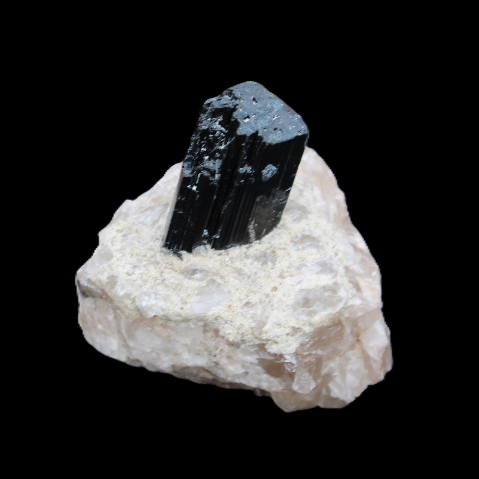 Natural Black Tourmaline crystal in Quartzite 74*68*84mm 442g Rocks and Things Store