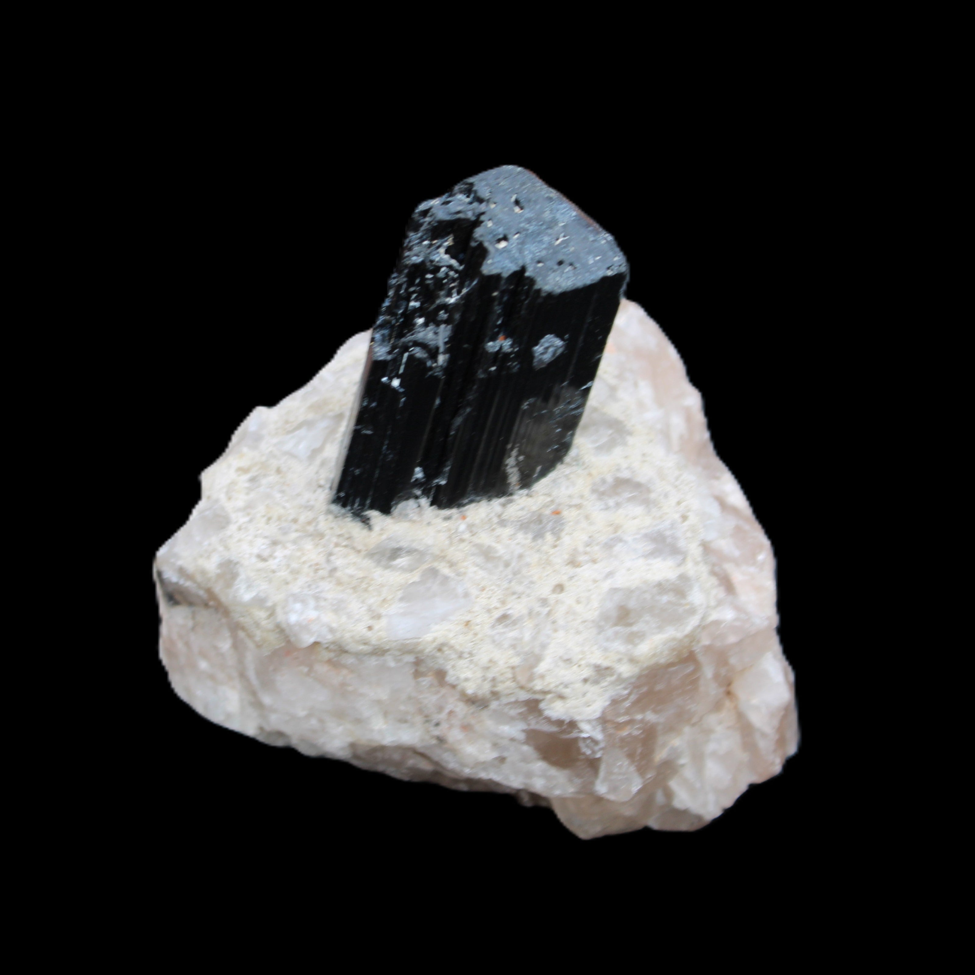 Natural Black Tourmaline crystal in Quartzite 74*68*84mm 442g Rocks and Things Store