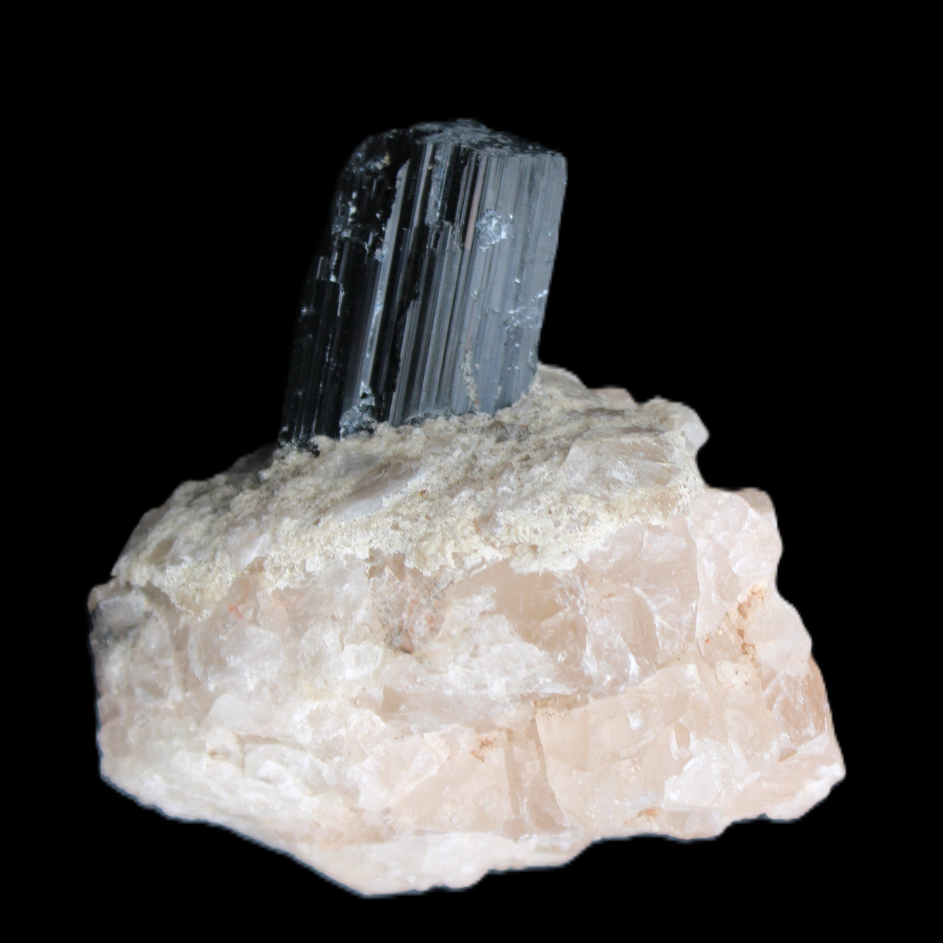 Natural Black Tourmaline crystal in Quartzite 74*68*84mm 442g Rocks and Things Store