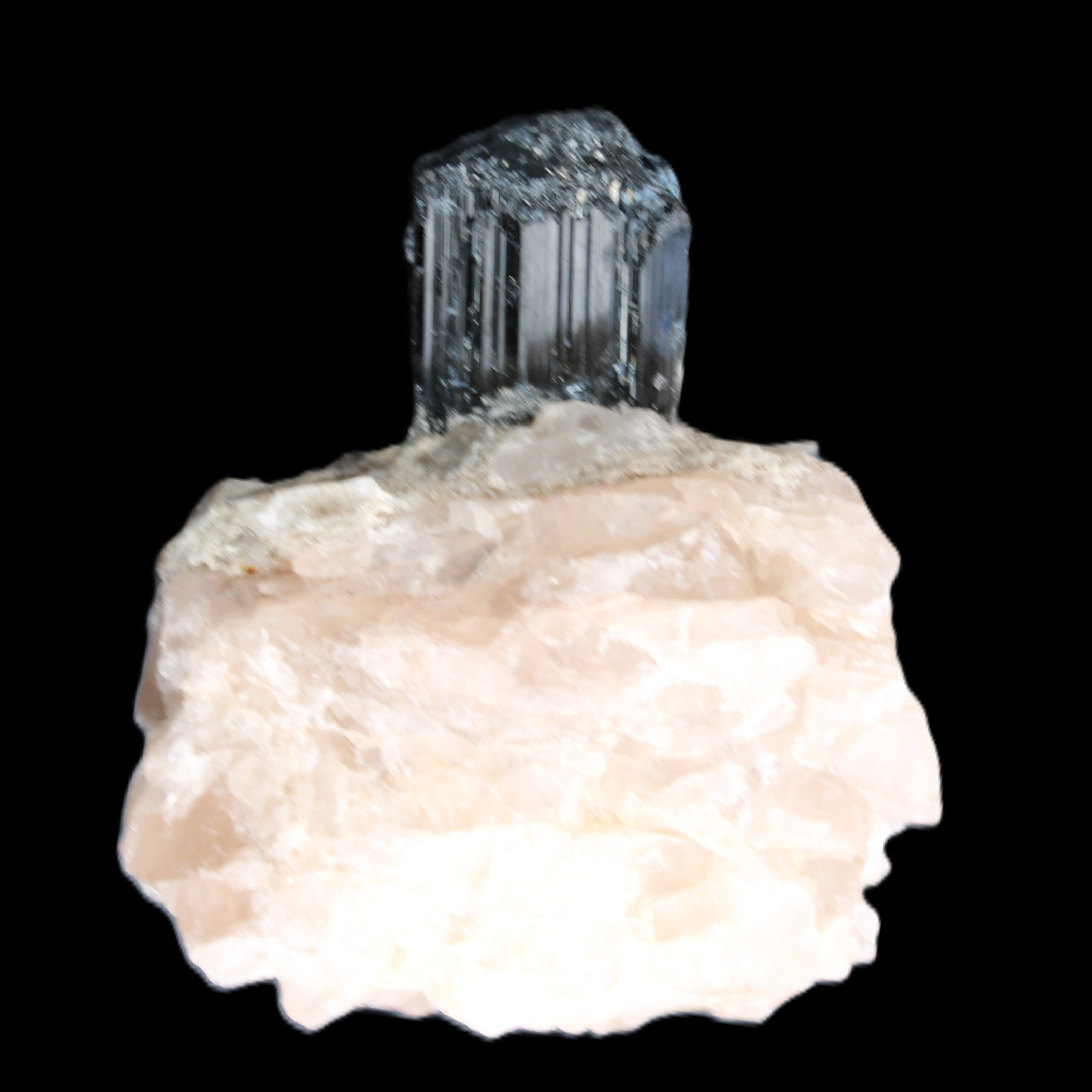 Natural Black Tourmaline crystal in Quartzite 74*68*84mm 442g Rocks and Things Store