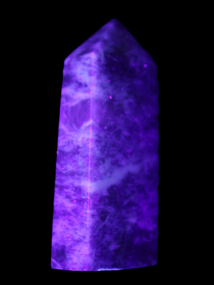 Lepidolite Mica wand 76mm 80g in UV light - Rocks and Things Store