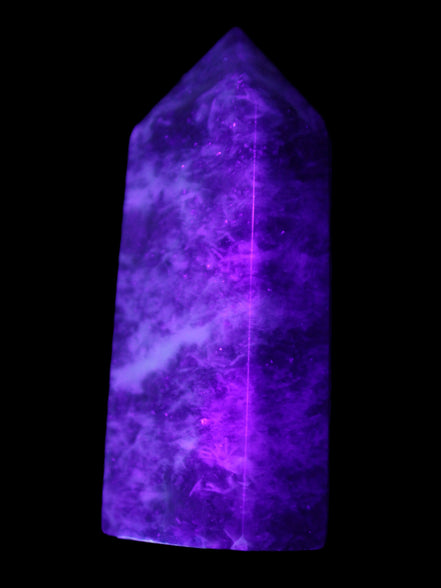 Lepidolite Mica wand 76mm 80g in UV light - Rocks and Things Store