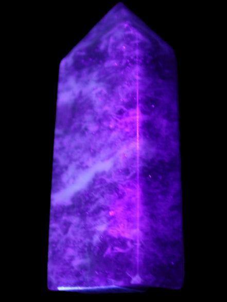 Lepidolite Mica wand 76mm 80g in UV light - Rocks and Things Store