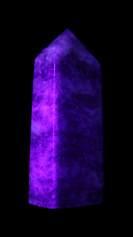 Lepidolite Mica wand 76mm 80g in UV light - Rocks and Things Store