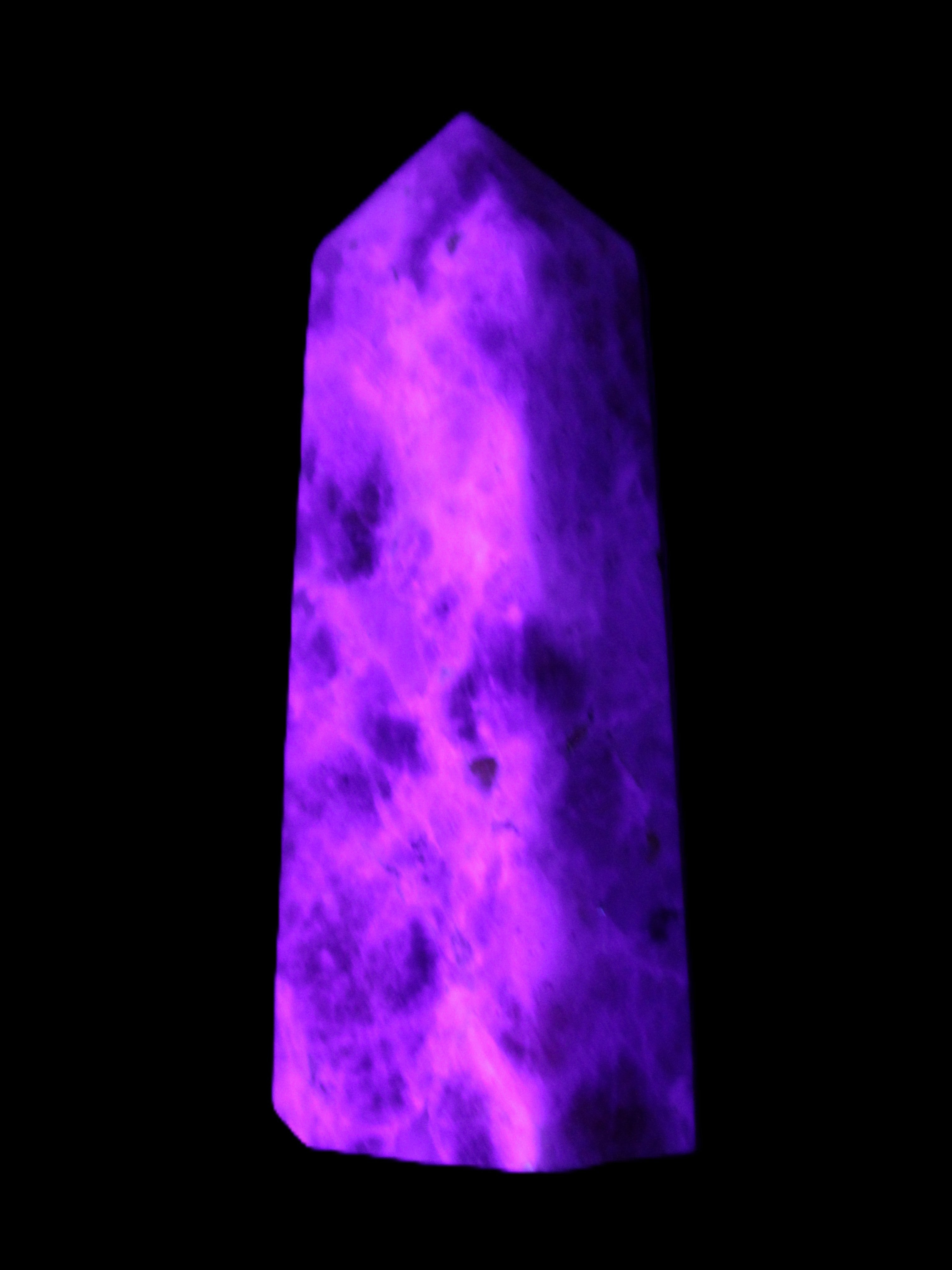 Arusha Quartz wand 67mm 49g in UV light - Rocks and Things Store