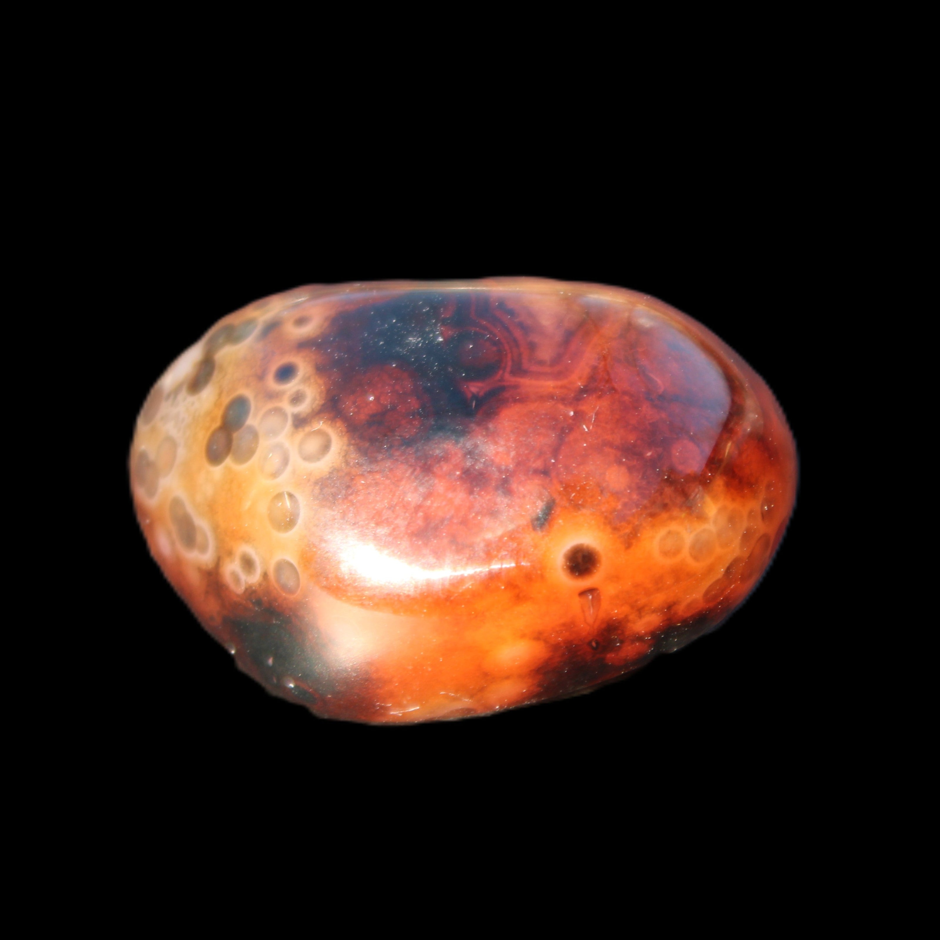 Crazy Lace Silk Banded Agate from Madagascar 40*31mm 44g in sunlight - Rocks and Things Store