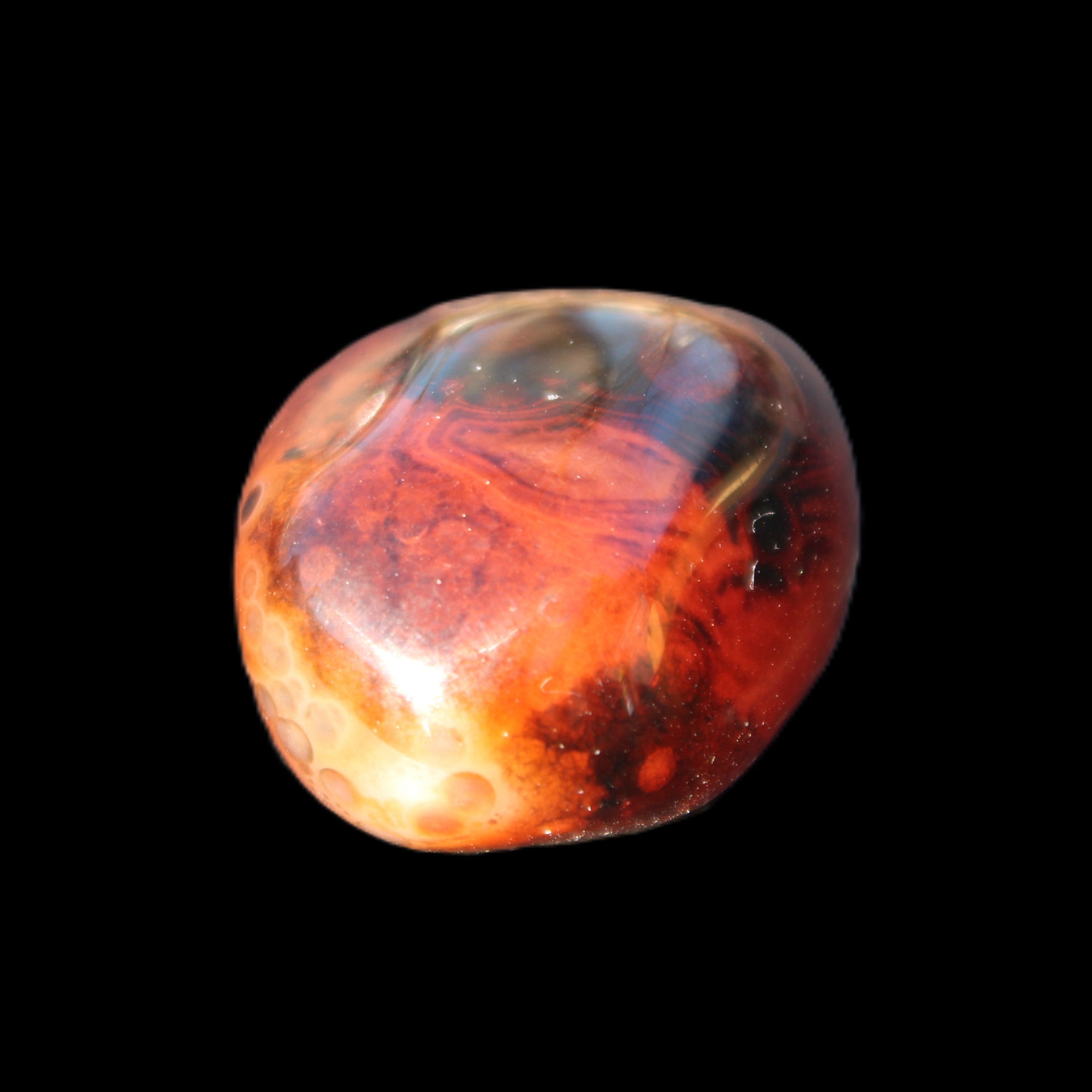 Crazy Lace Silk Banded Agate from Madagascar 40*31mm 44g in sunlight - Rocks and Things Store