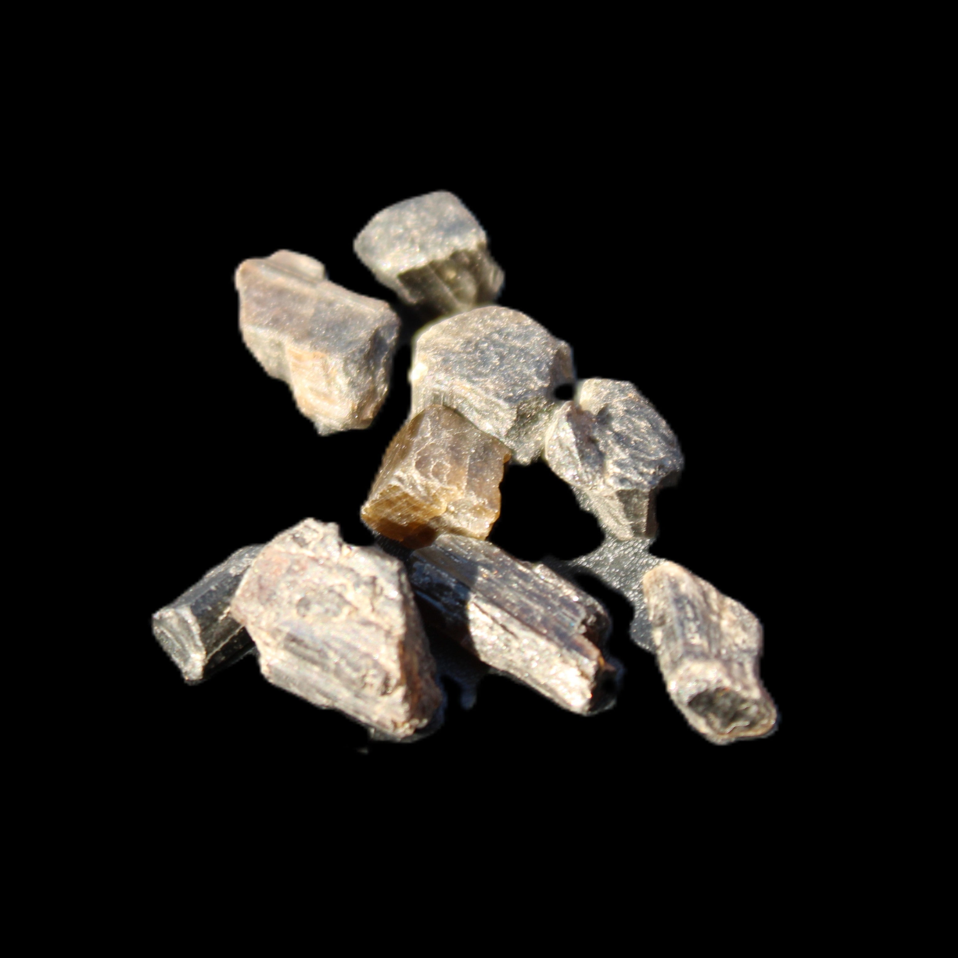 Tiny Black Tourmaline crystals 9-10g in sunlight - Rocks and Things Store