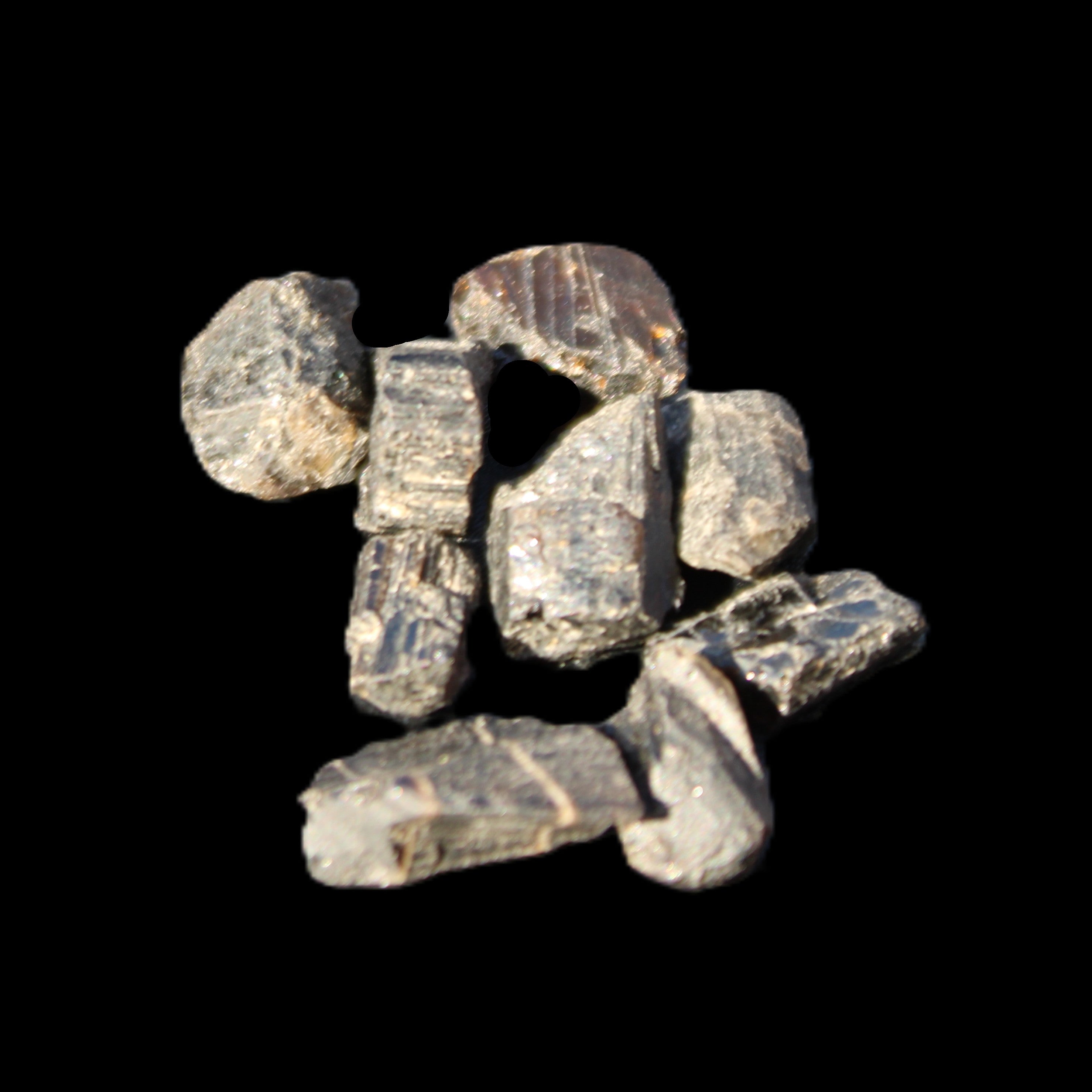 Tiny Black Tourmaline crystals 9-10g in sunlight - Rocks and Things Store