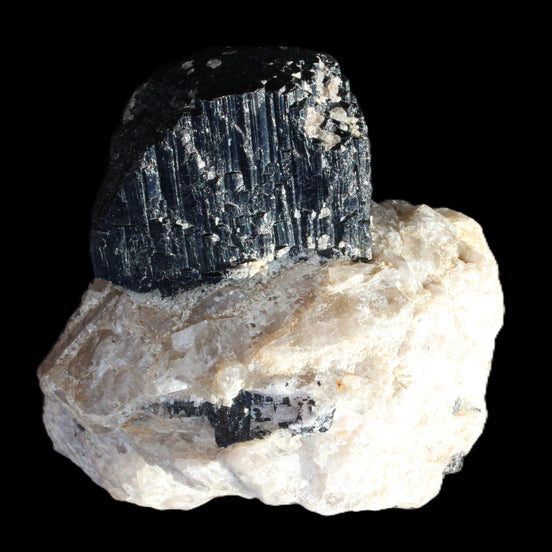 Natural Black Tourmaline crystal in Quartzite 94*90*95mm 839g in sunlight - Rocks and Things Store