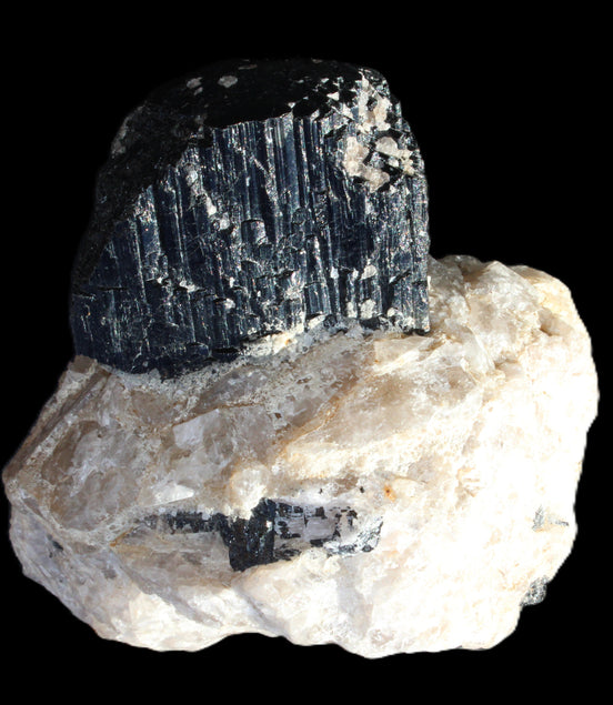 Natural Black Tourmaline crystal in Quartzite 94*90*95mm 839g in sunlight - Rocks and Things Store