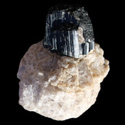 Natural Black Tourmaline crystal in Quartzite 94*90*95mm 839g in sunlight - Rocks and Things Store