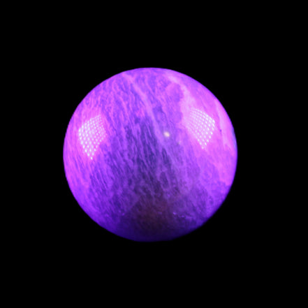 Amazonite sphere 33mm 51g in UV light - Rocks and Things Store